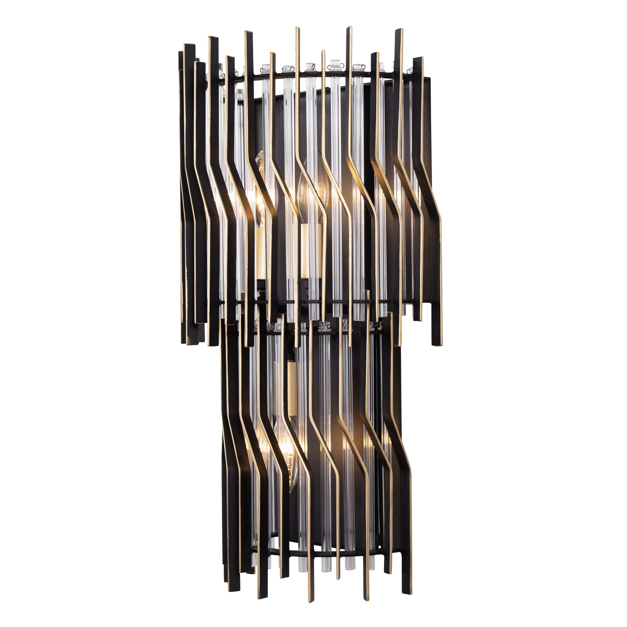 Park Row 3-Light Sconce - Matte Black/French Gold