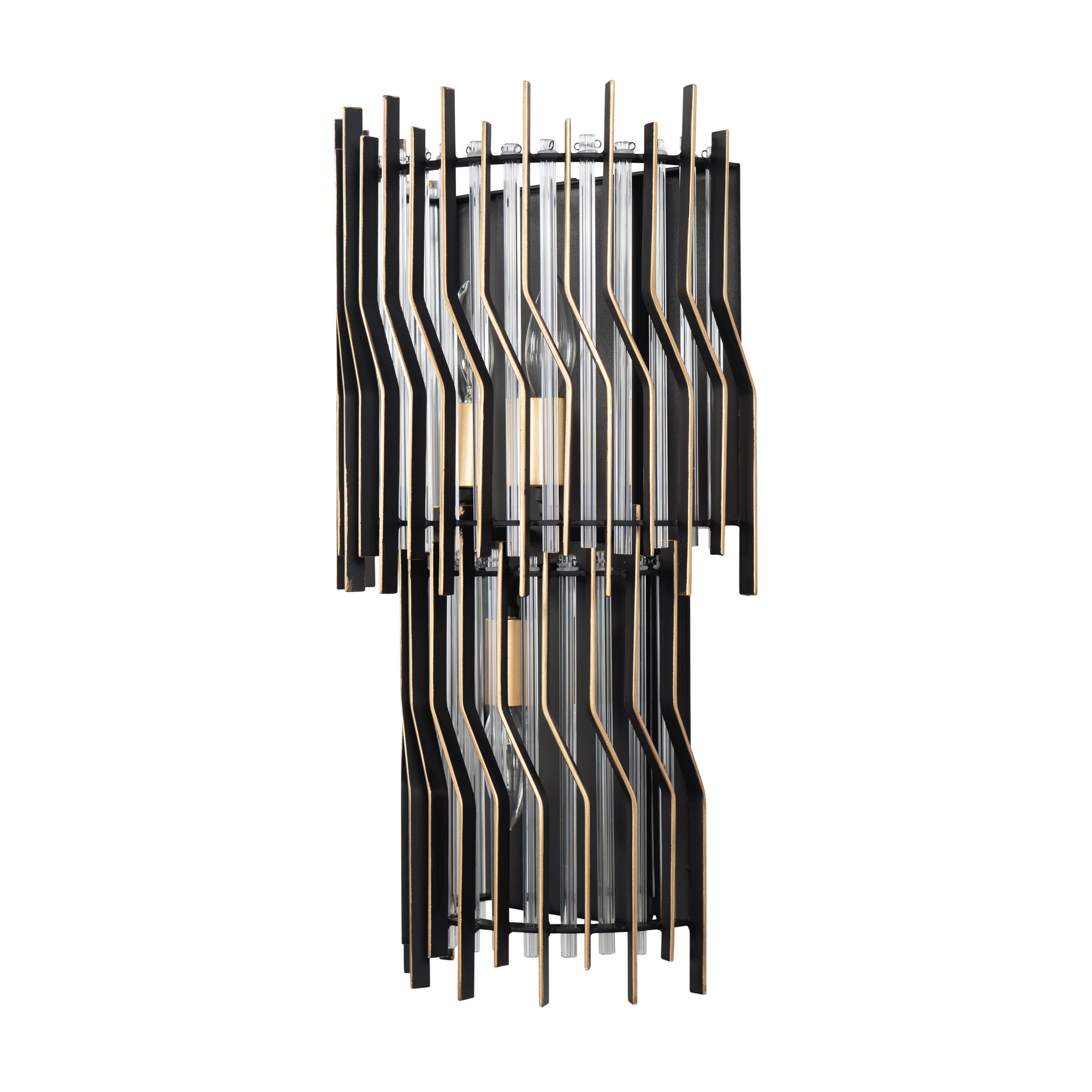 Park Row 3 Light Sconce - Matte Black/French Gold