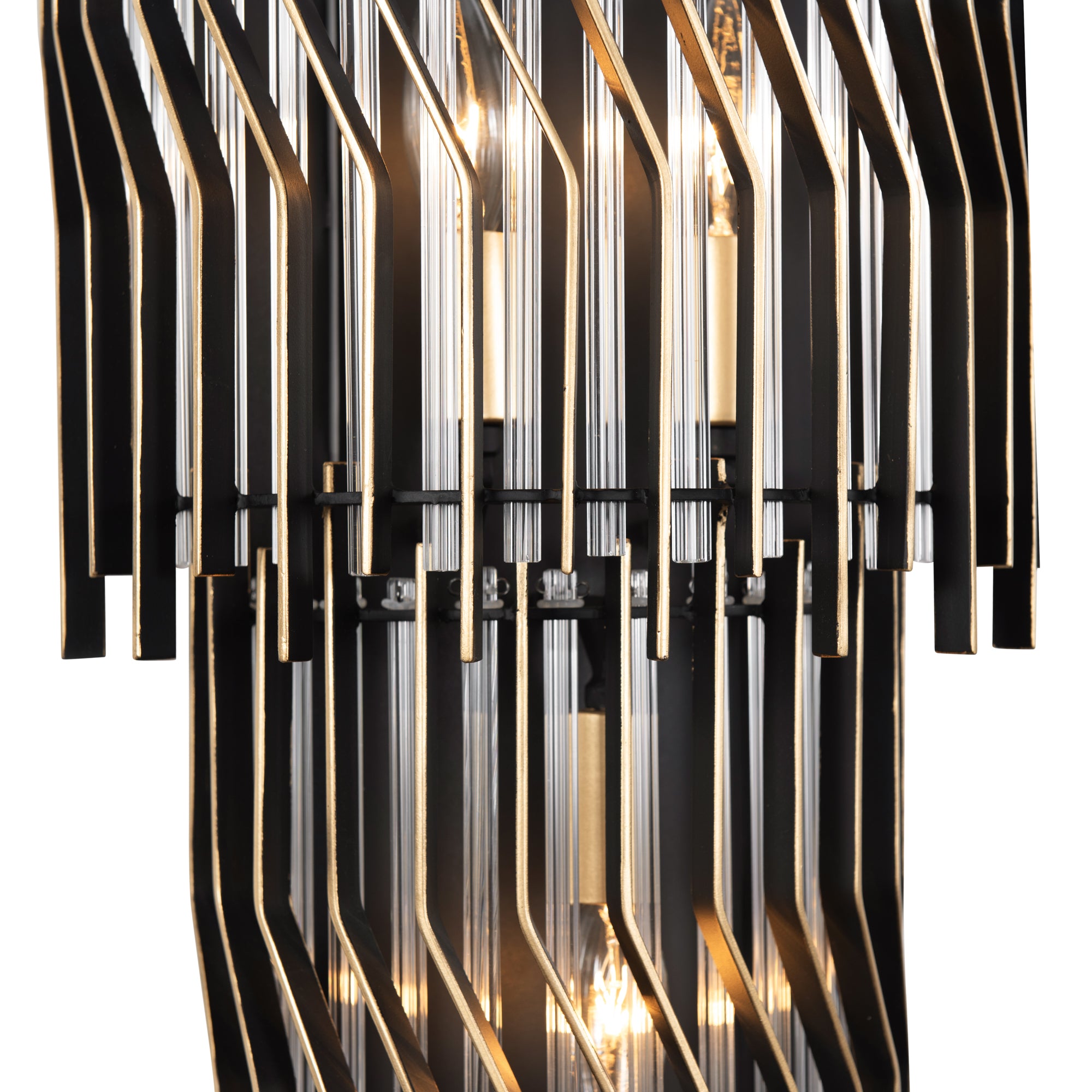 Park Row 3-Light Sconce - Matte Black/French Gold