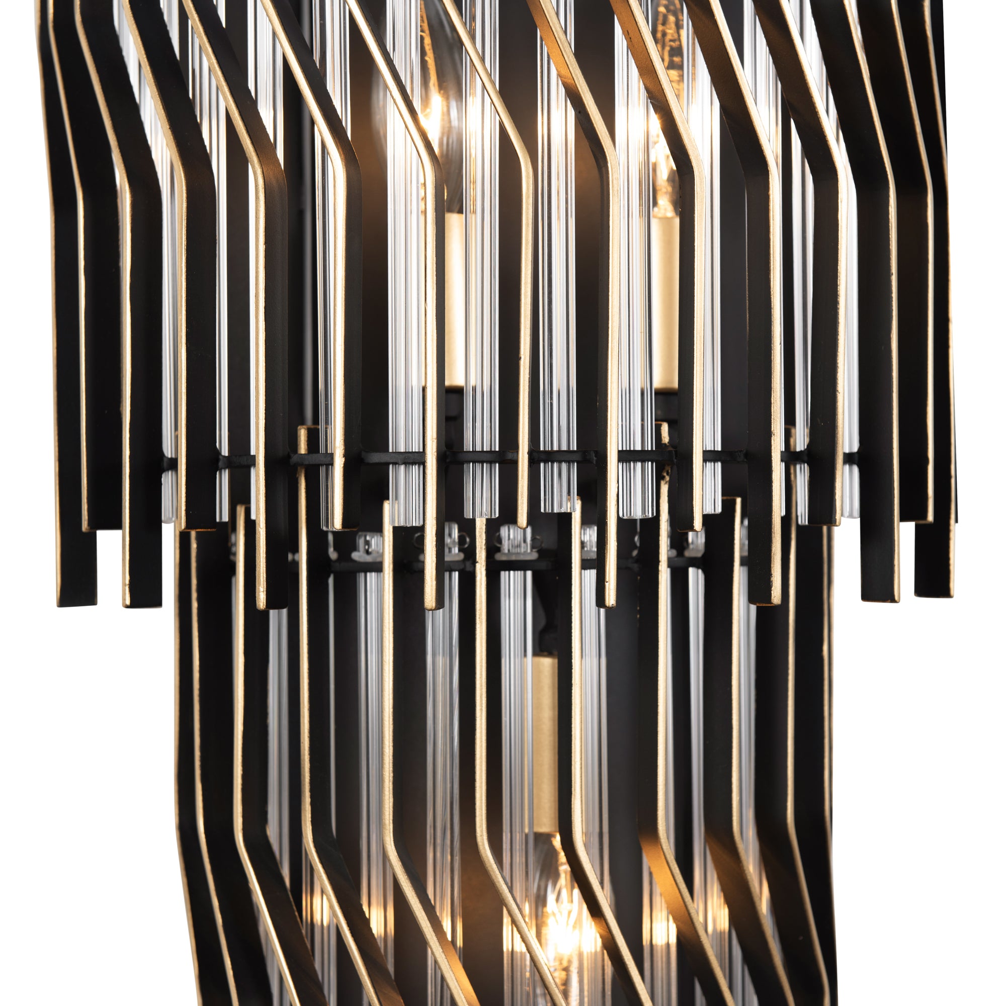 Park Row 3 Light Sconce - Matte Black/French Gold