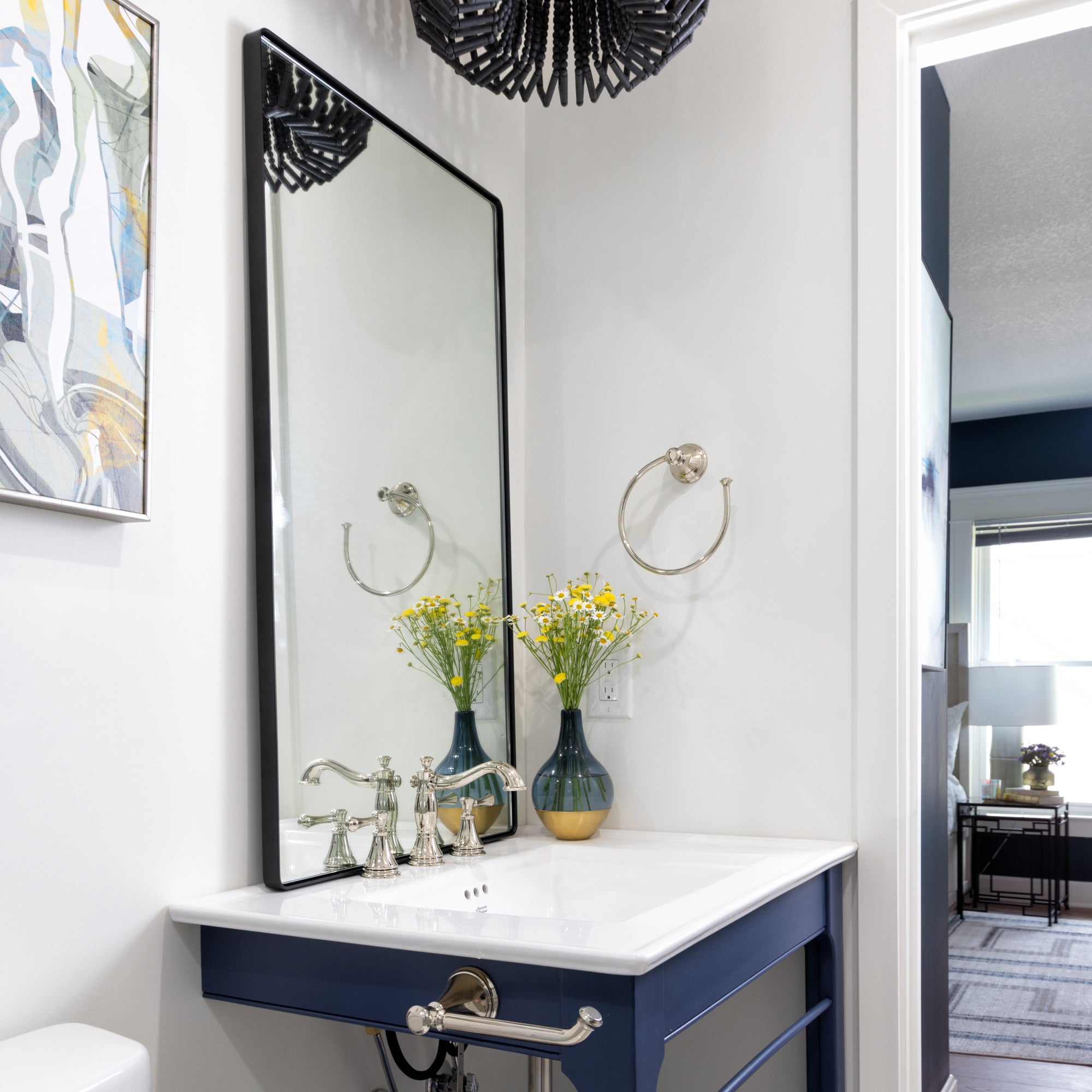 Kye 24x30 Rectangular Rounded Wall Mirror - Black