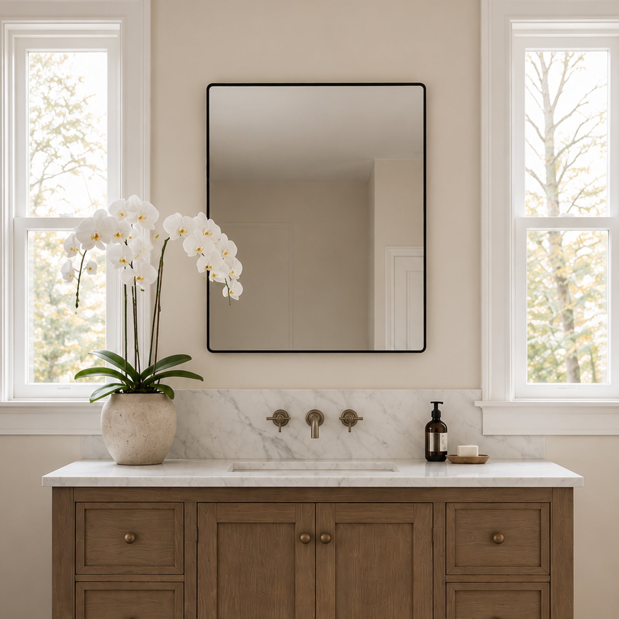 Kye 24x30 Rectangular Rounded Wall Mirror - Black