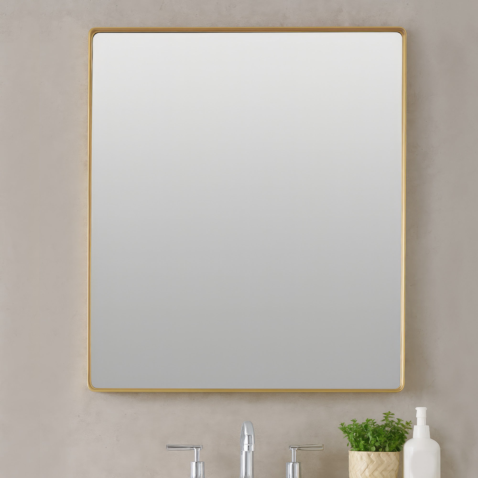 Kye 24x30 Rectangular Rounded Wall Mirror - Gold