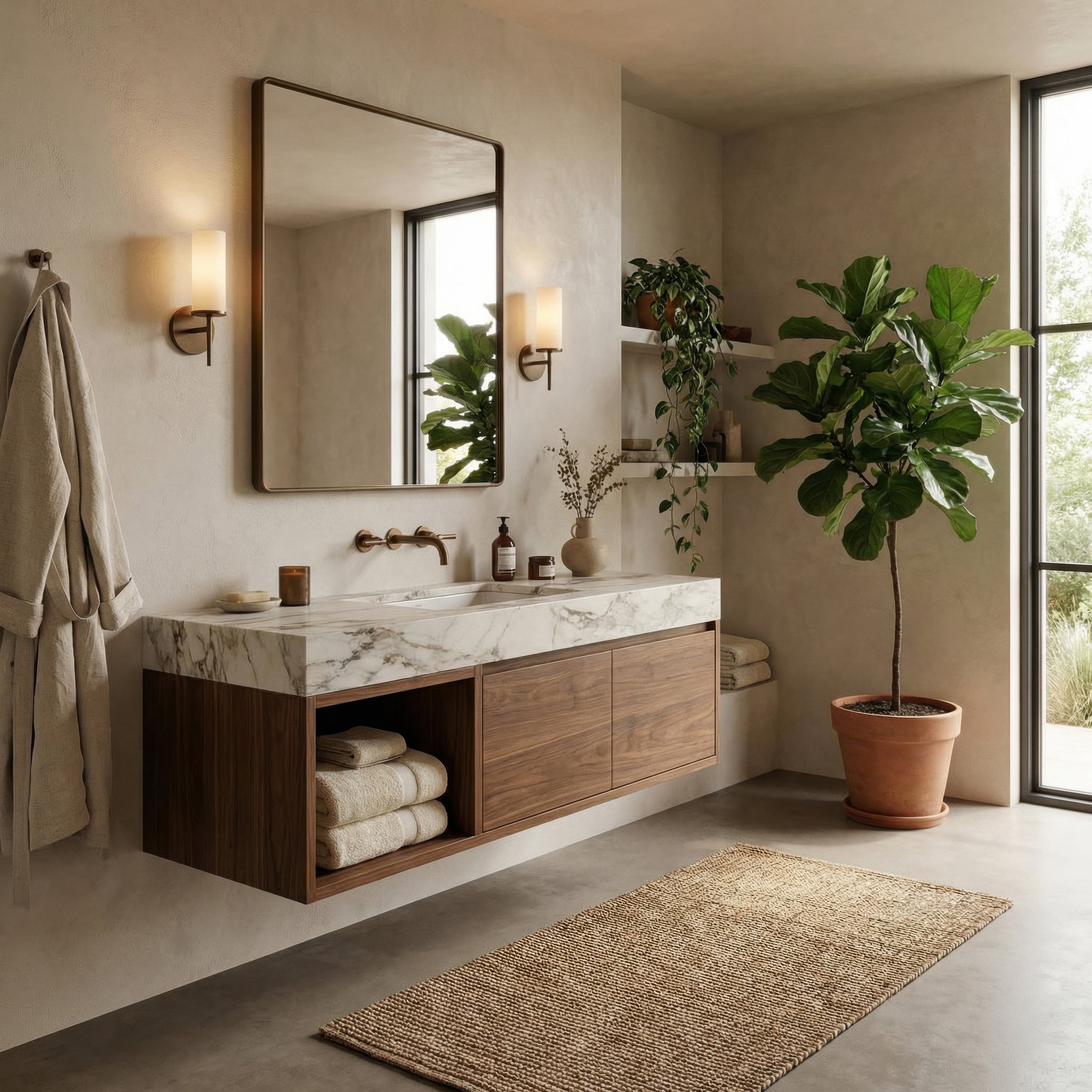Kye 24x30 Rectangular Rounded Wall Mirror - Bronze