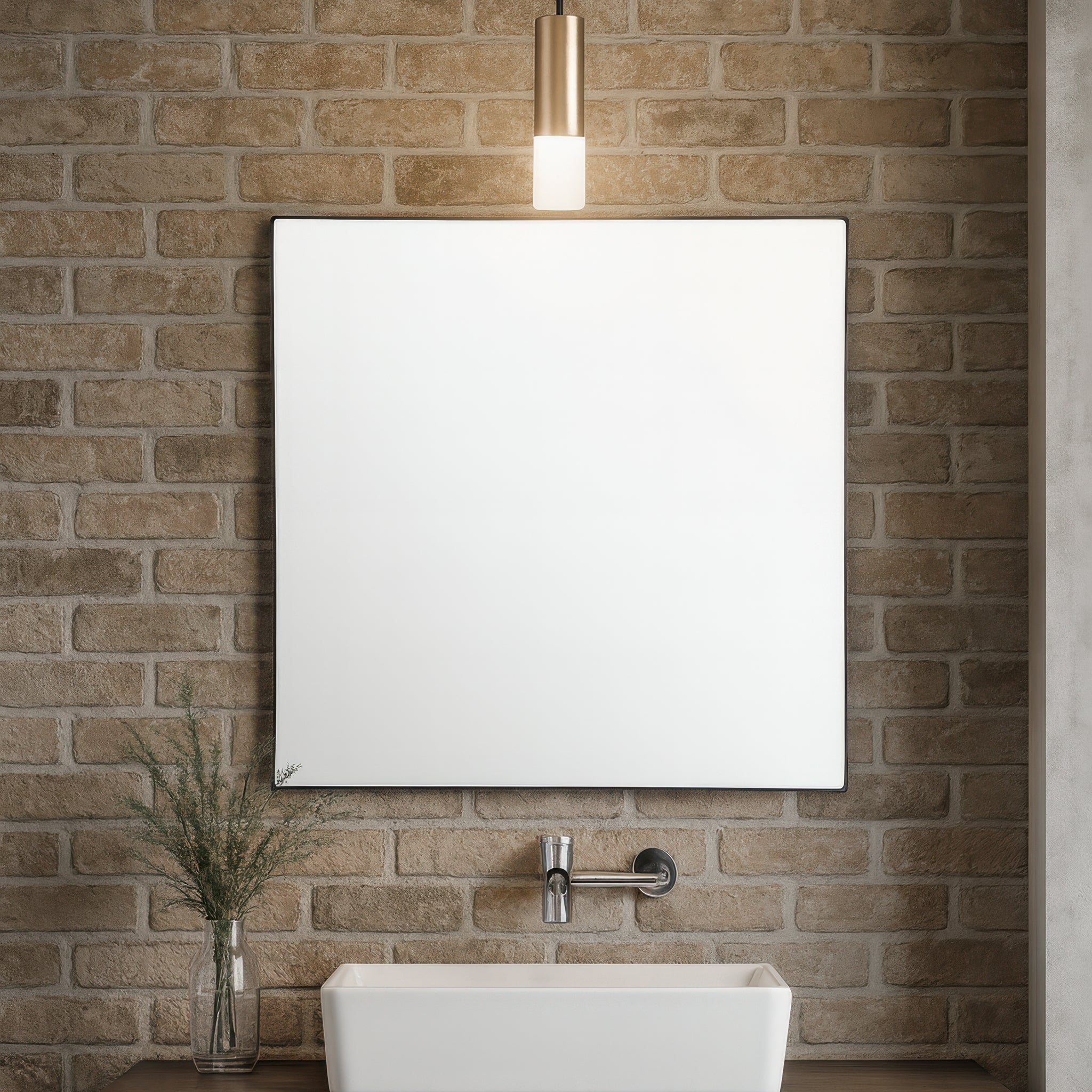 Kye 40x40 Rounded Square Wall Mirror - Black