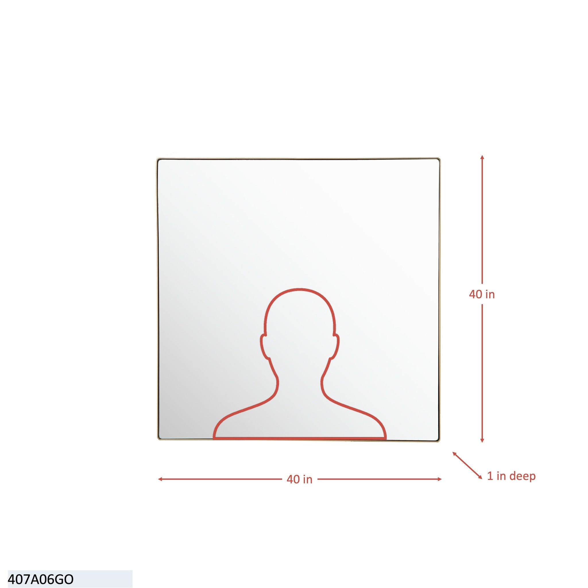 Kye 40x40 Rounded Square Wall Mirror - Gold