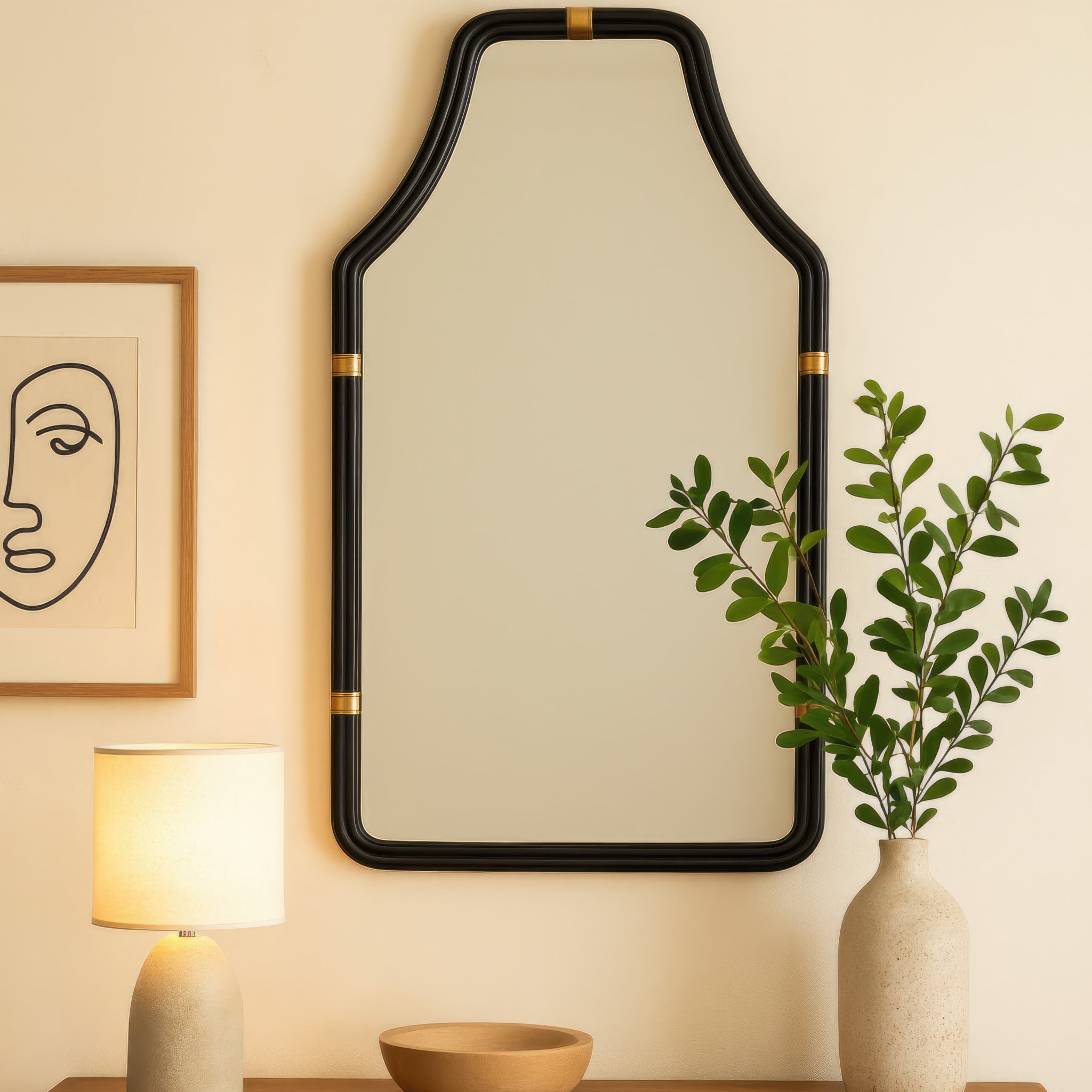 Federal Case 22x40 Wall Mirror - Matte Black/French Gold