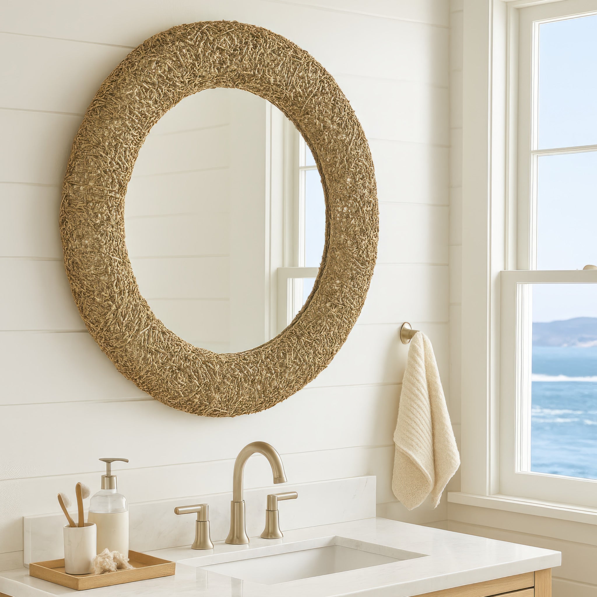 Tangled 33-in Wall Mirror - Natural Rope