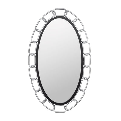 Chains of Love 24x40 Oval Wall Mirror - Matte Black/Textured Silver
