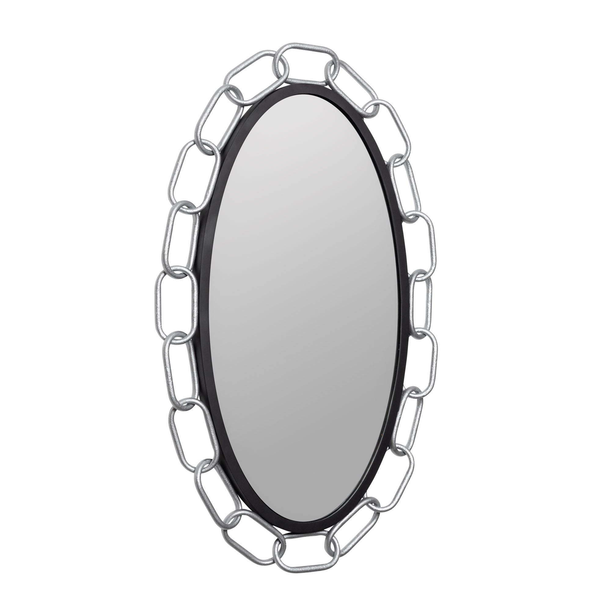Chains of Love 24x40 Oval Wall Mirror - Matte Black/Textured Silver