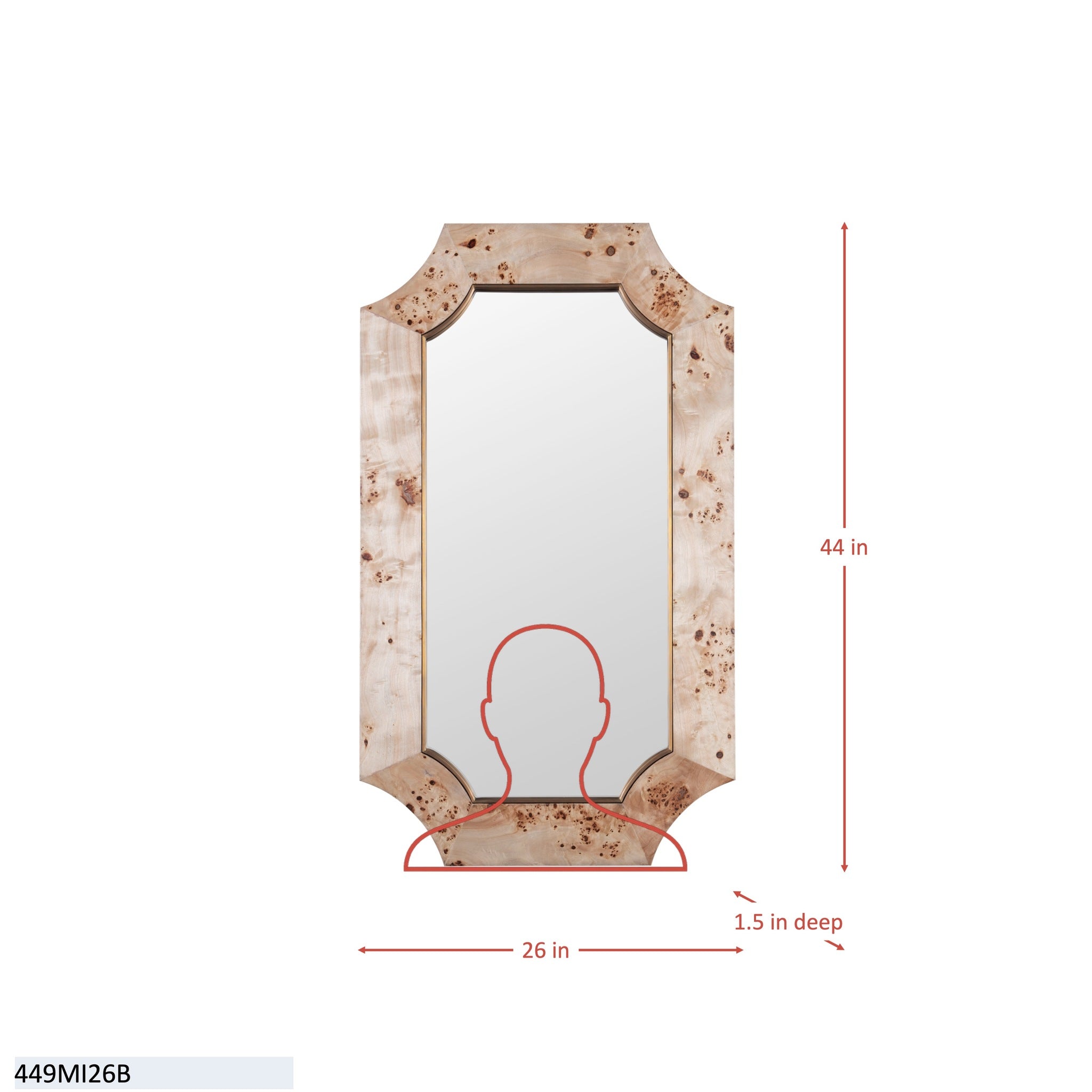 Farra 26x44 Wall Mirror - Poplar Burl/Weathered Brass