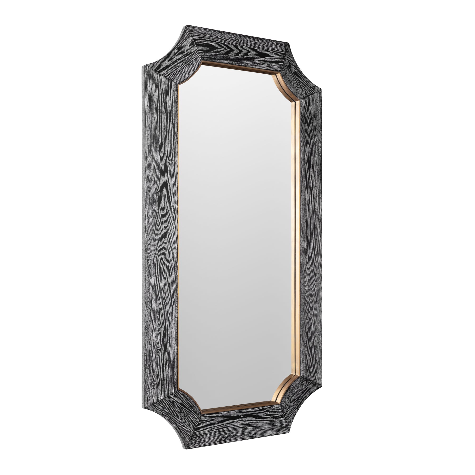 Farra 28x54 Wall Mirror - Cerused Black/Weathered Brass