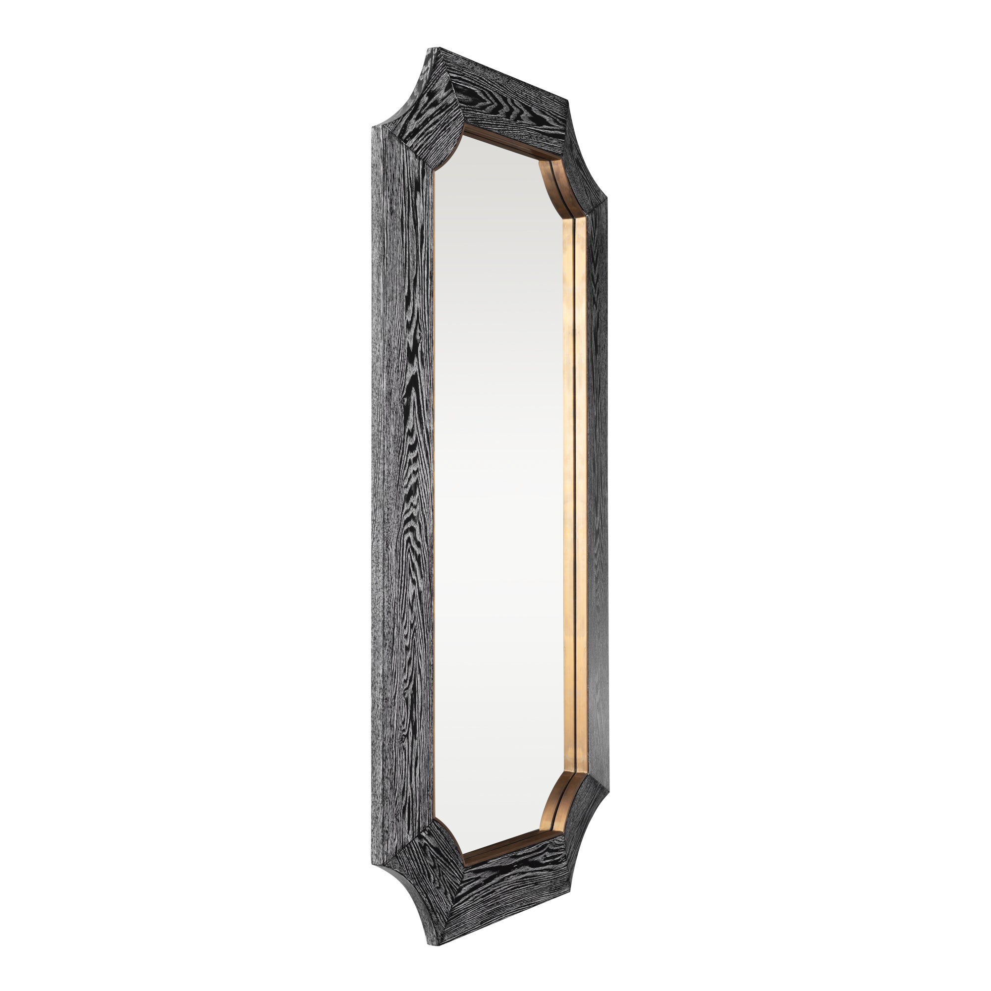 Farra 28x54 Wall Mirror - Cerused Black/Weathered Brass