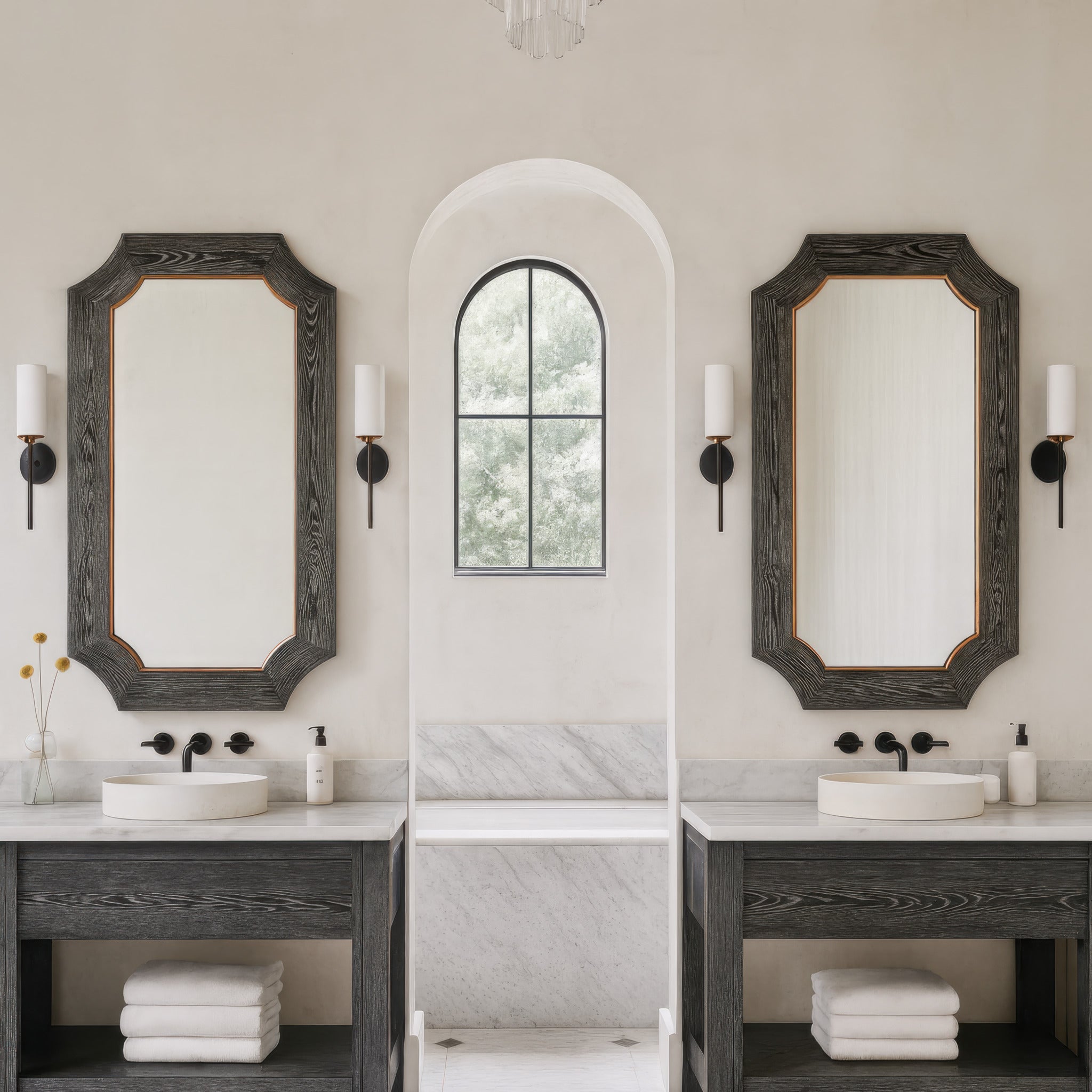 Farra 28x54 Wall Mirror - Cerused Black/Weathered Brass