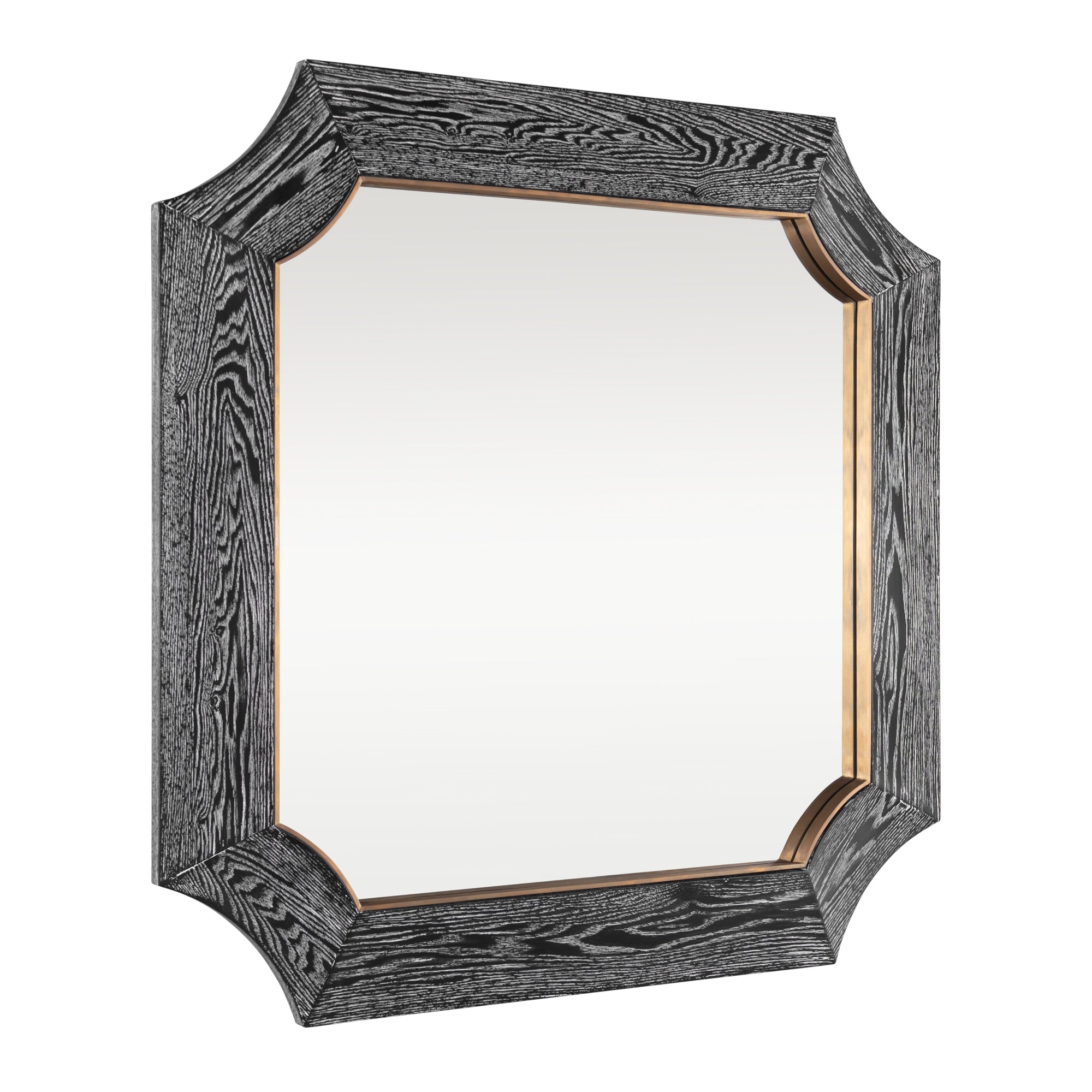 Farra 36x36 Wall Mirror - Cerused Black/Weathered Brass
