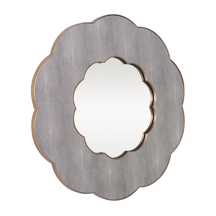 Scallop 453MI36A 36-in Wall Mirror - Gray Shagreen/Weathered Brass