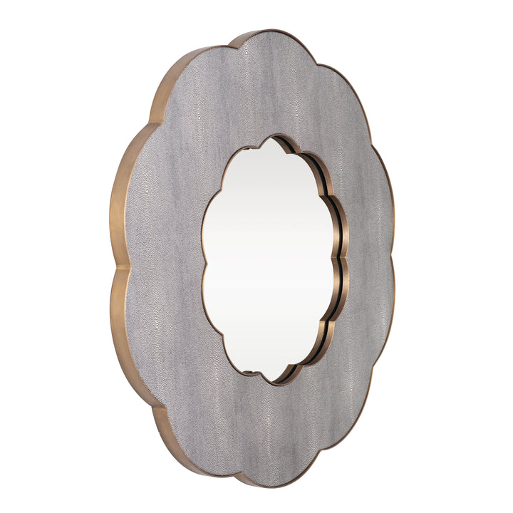 Scallop 453MI36A 36-in Wall Mirror - Gray Shagreen/Weathered Brass