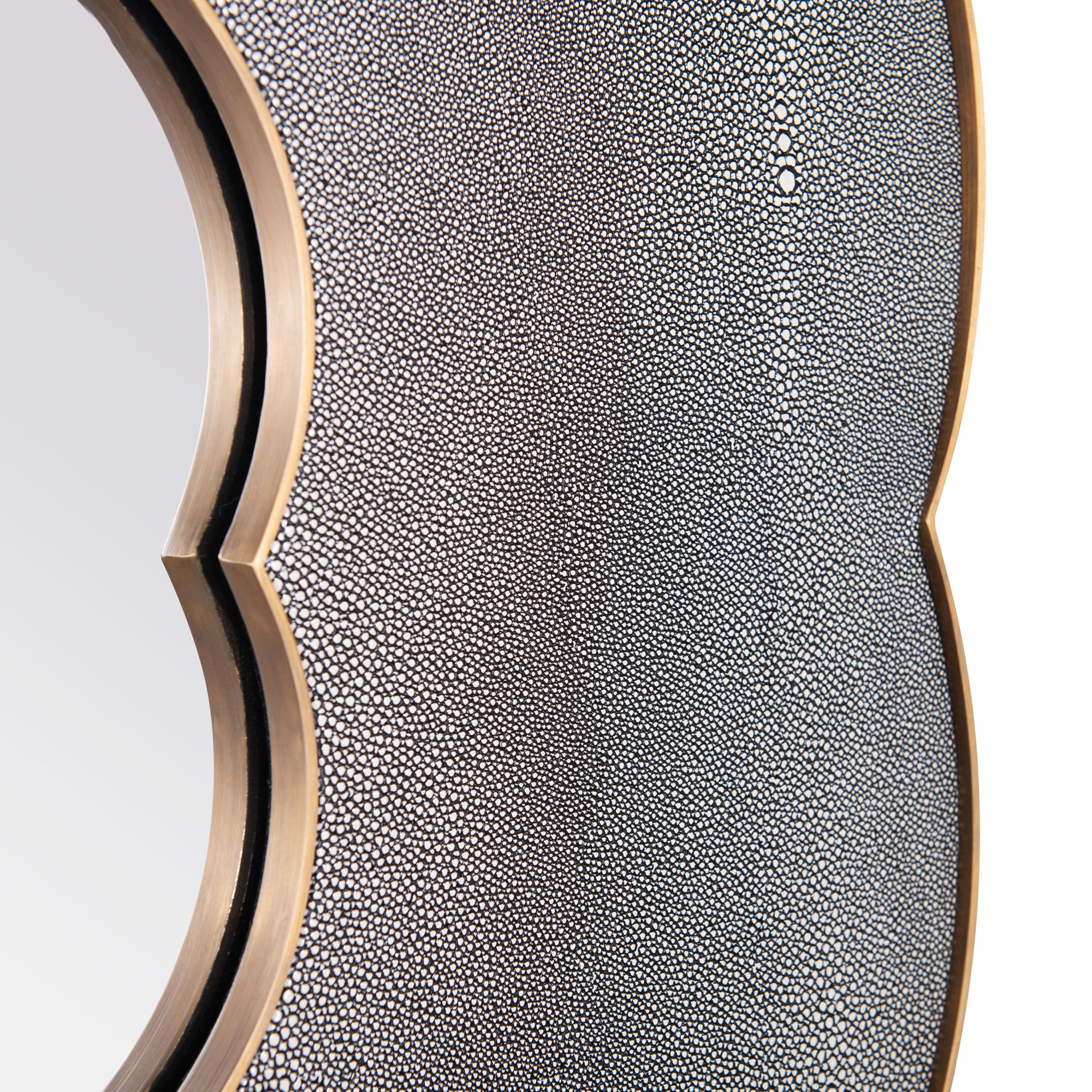 Scallop 36-in Wall Mirror - Gray Shagreen/Weathered Brass