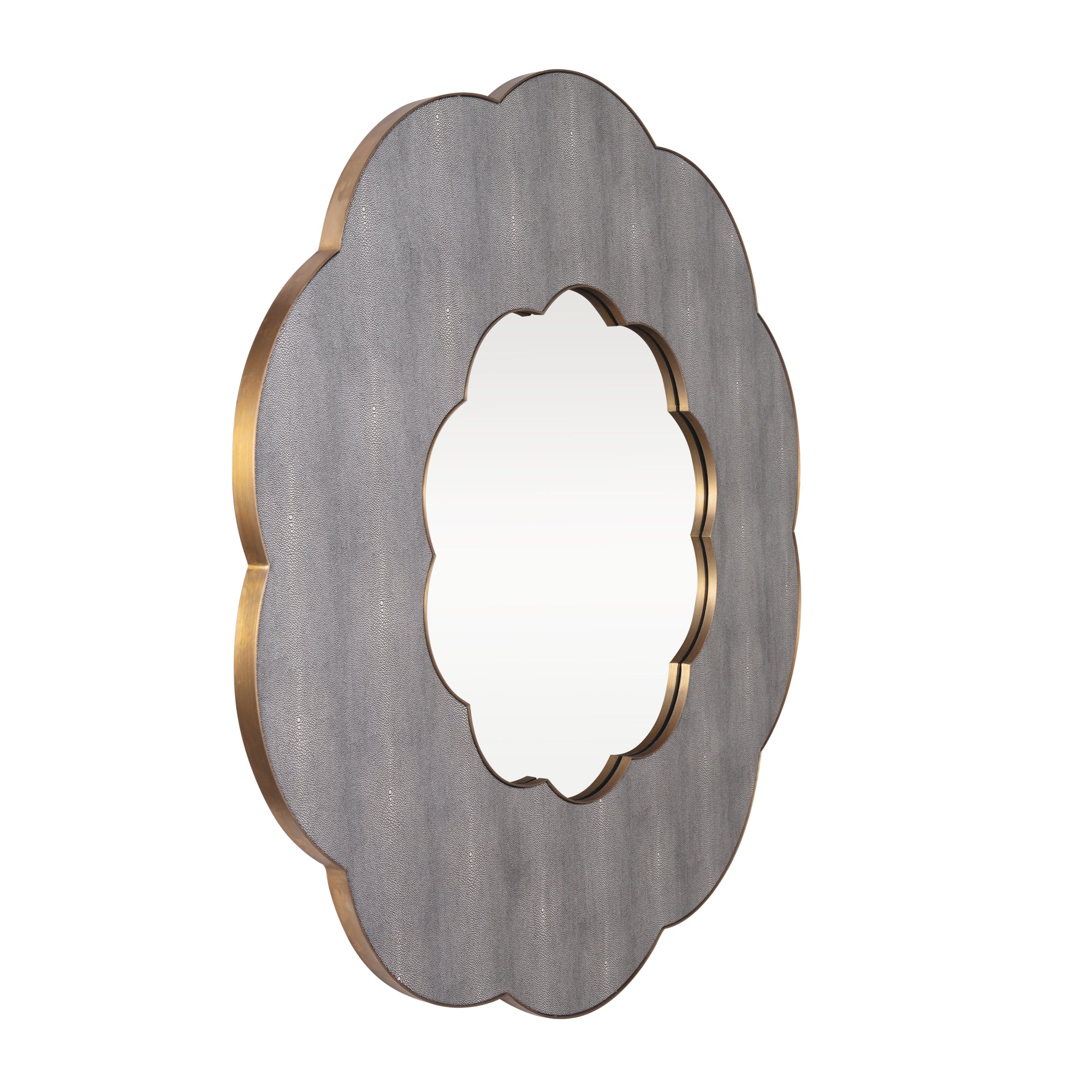 Scallop 453MI54A 54-in Wall Mirror - Gray Shagreen/Weathered Brass