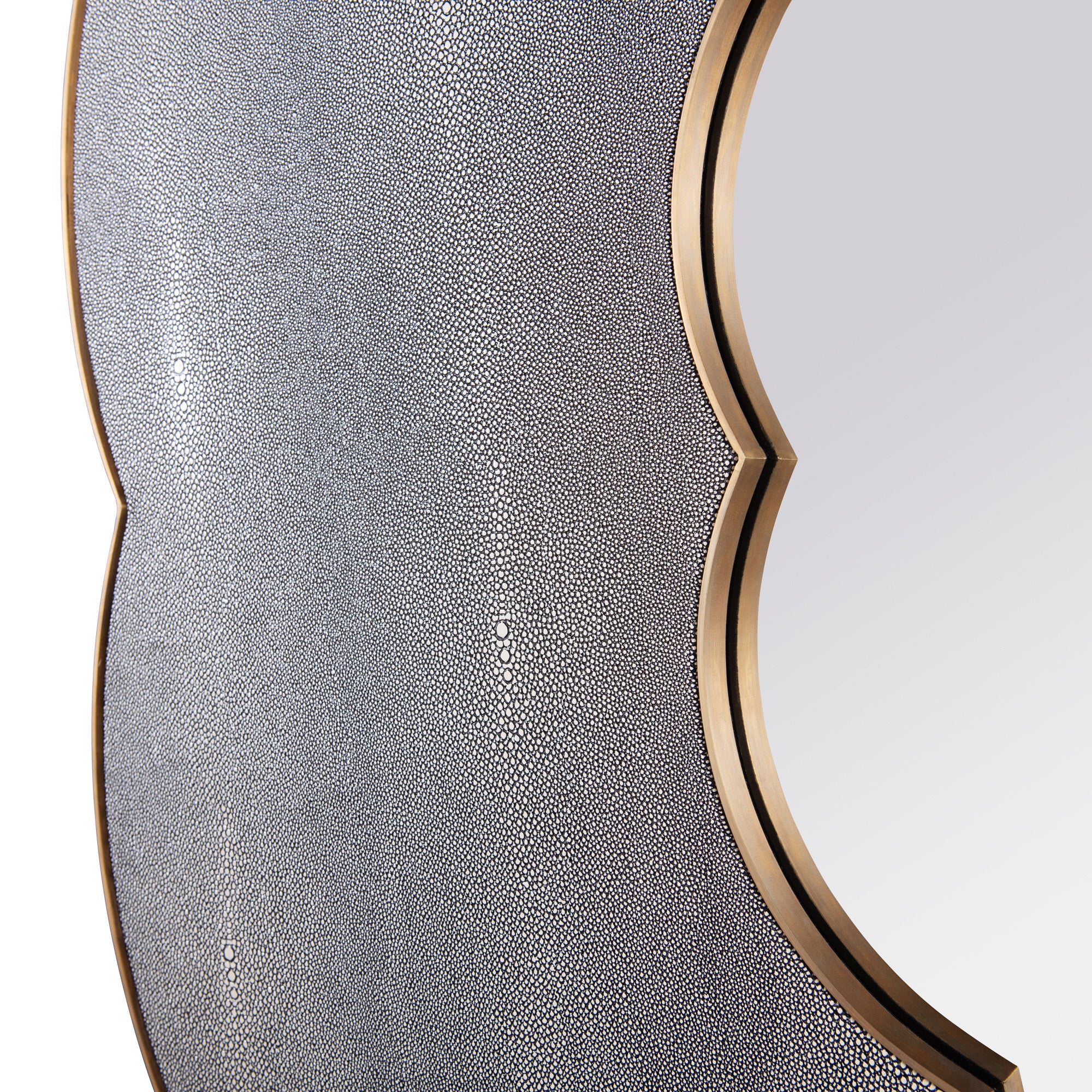 Scallop 54-in Wall Mirror - Gray Shagreen/Weathered Brass