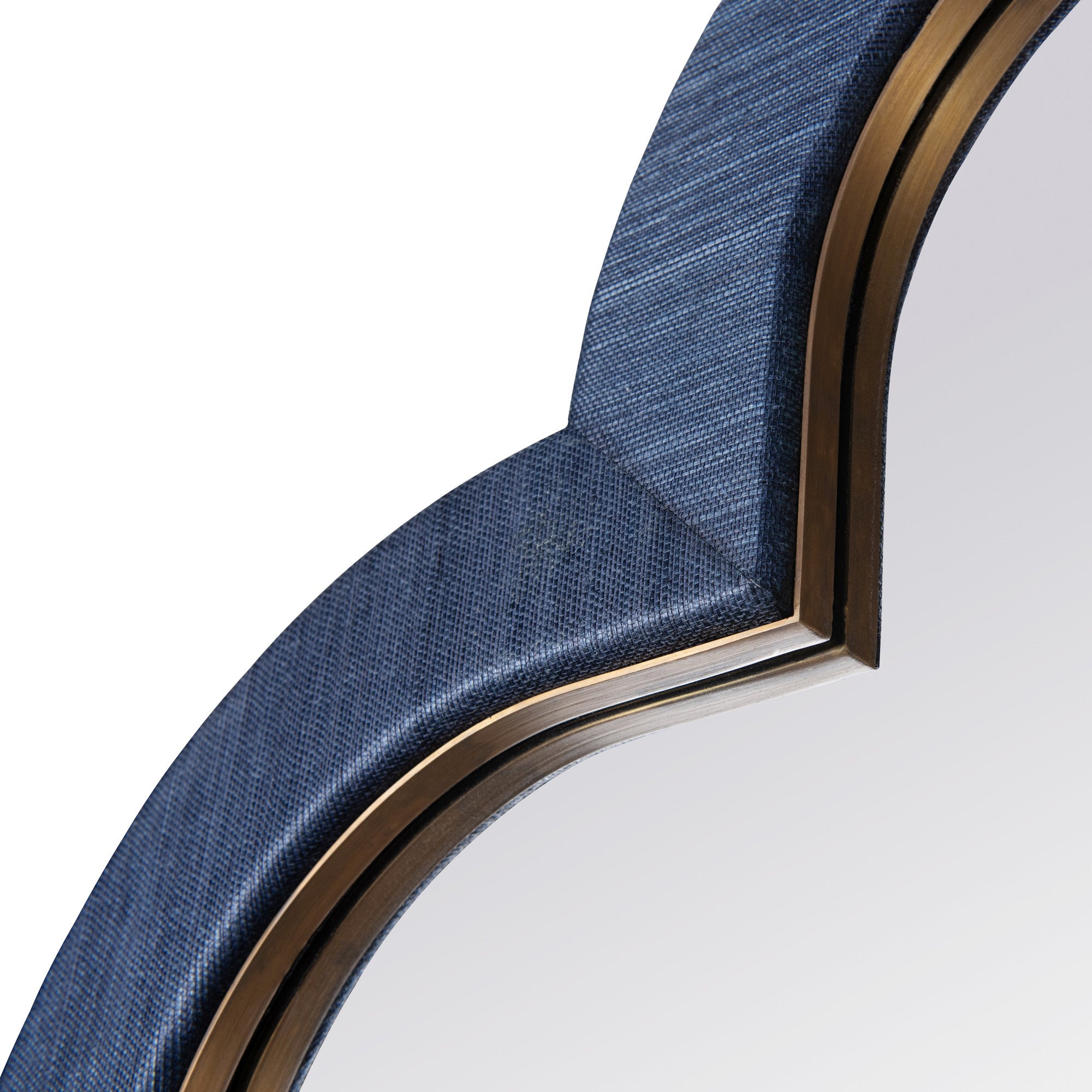 Swiss 50x50 Wall Mirror - Dark Blue Grasscloth/Weathered Brass