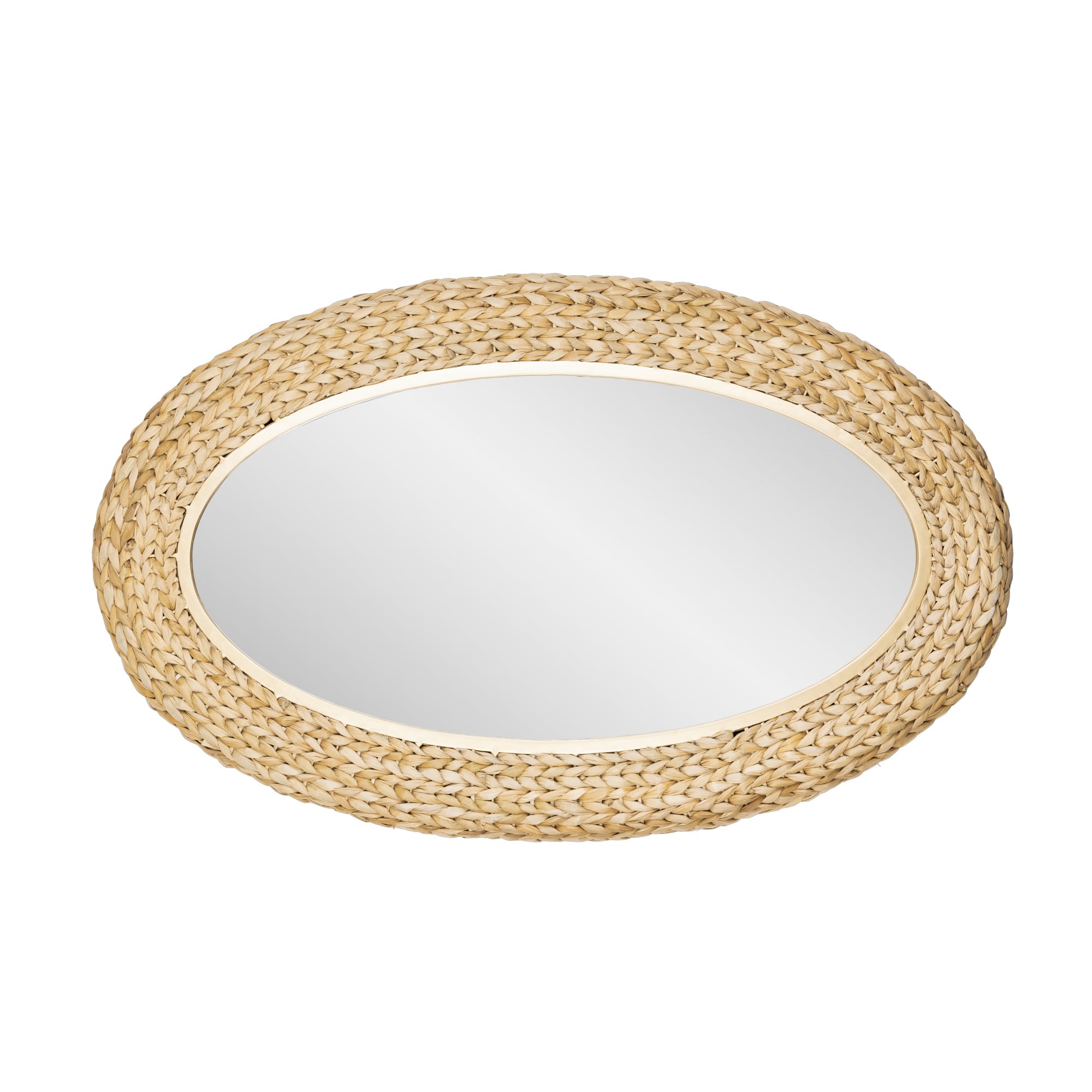 Athena 24x40 Oval Wall Mirror - French Gold/Natural Seagrass