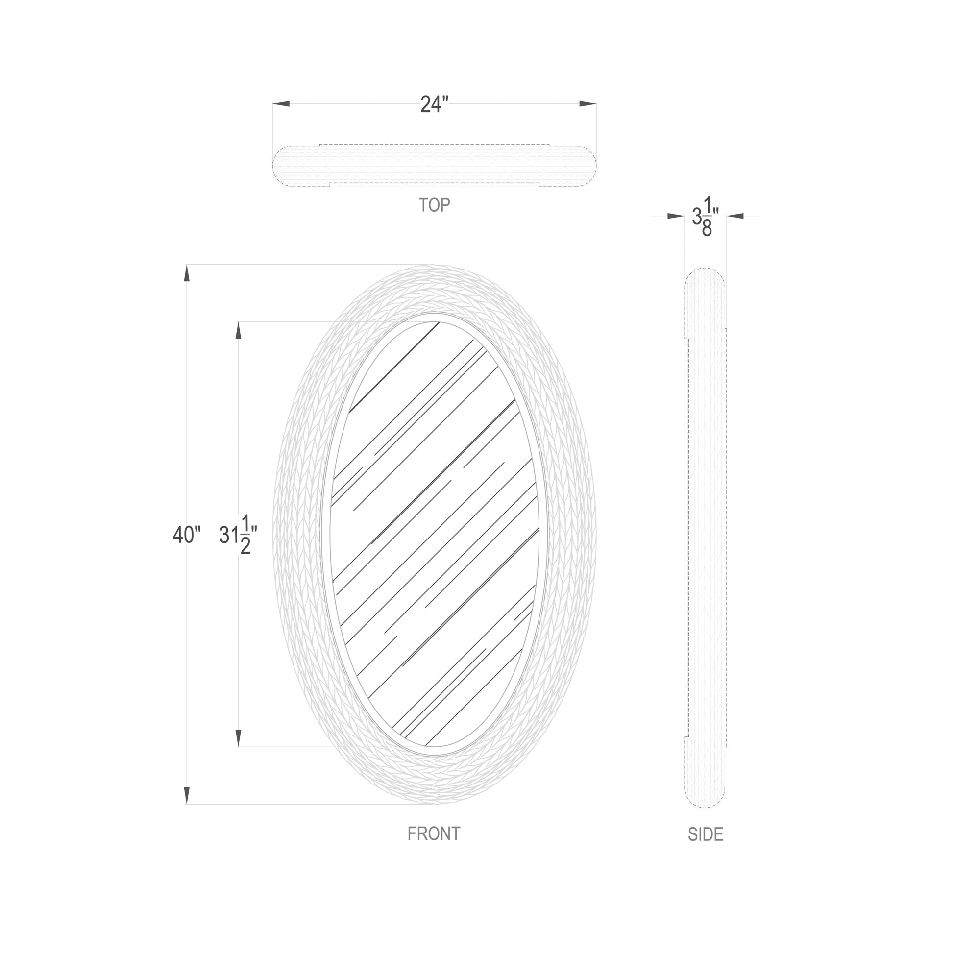 Athena 457MI24FGN 22x40 Oval Wall Mirror - Natural Seagrass