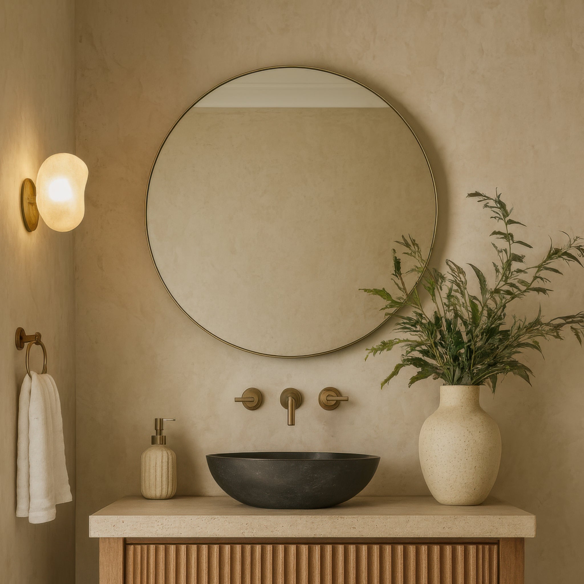 Tablet 30-in Round Wall Mirror - Black