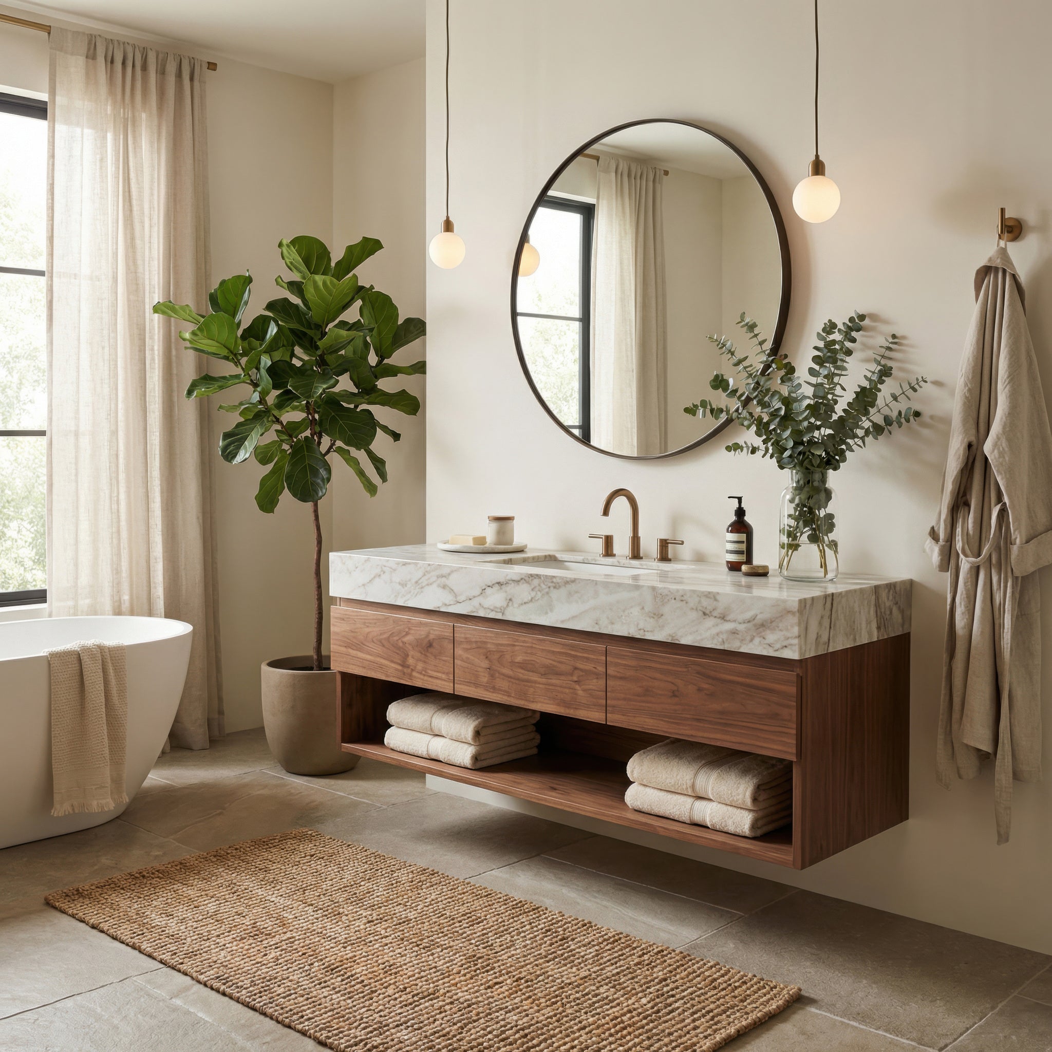 Tablet 30-in Round Wall Mirror - Bronze
