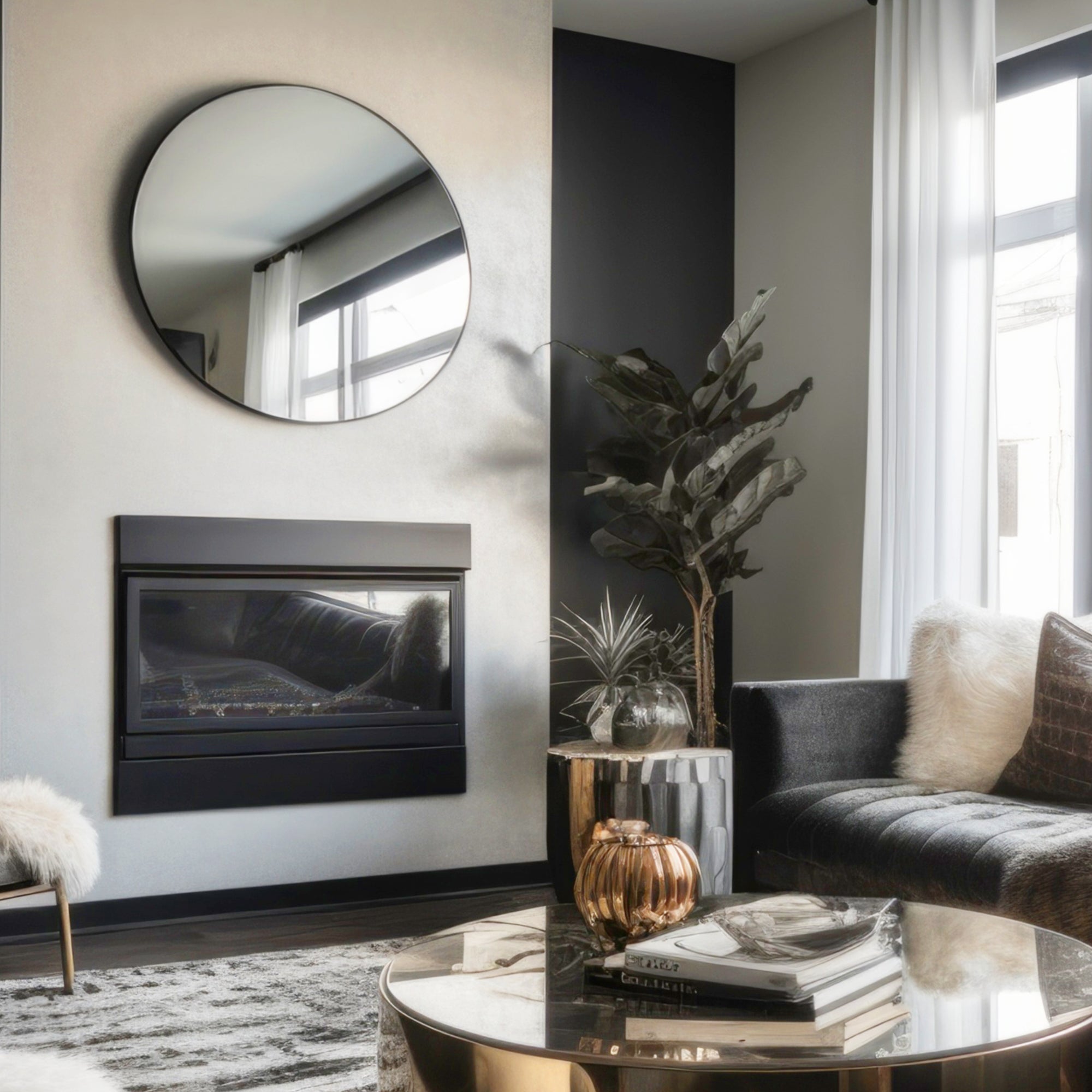 Tablet 40-in Round Wall Mirror