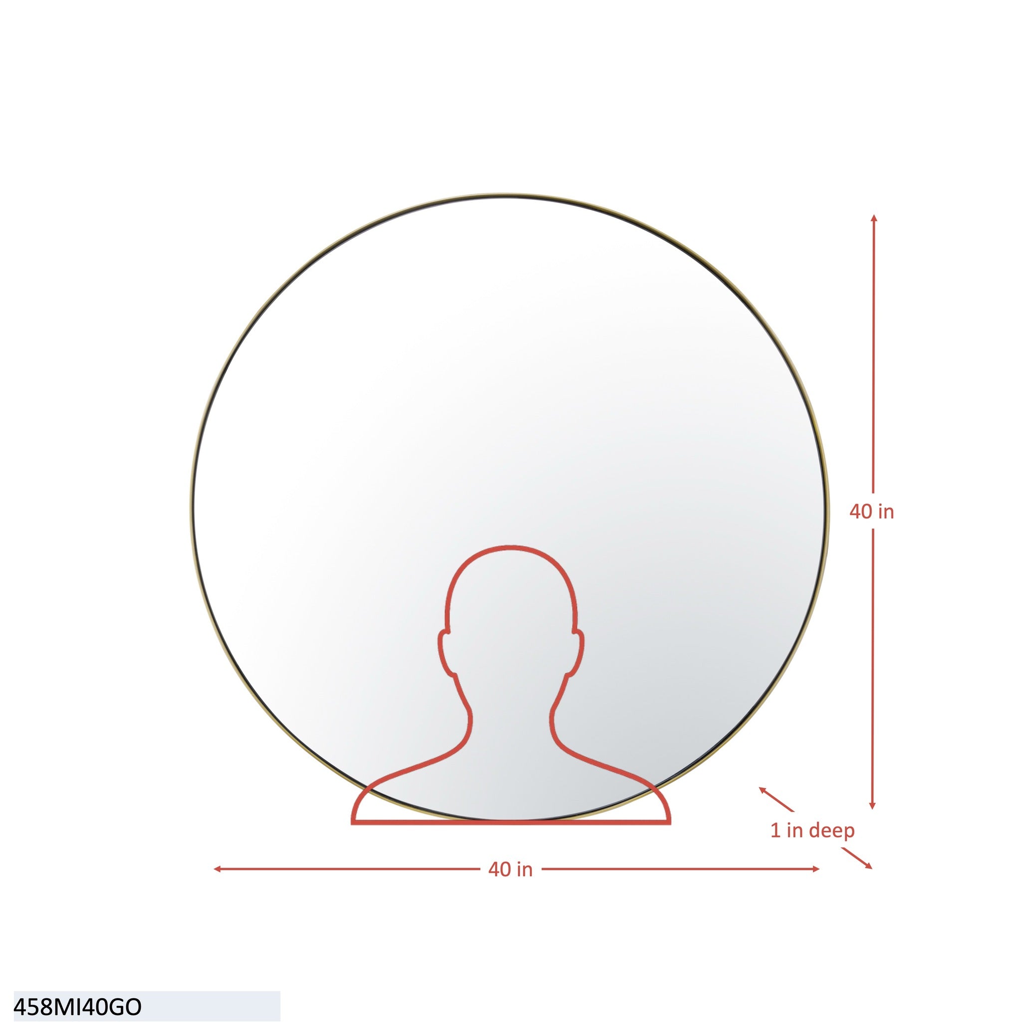 Tablet 40-in Round Wall Mirror - Black
