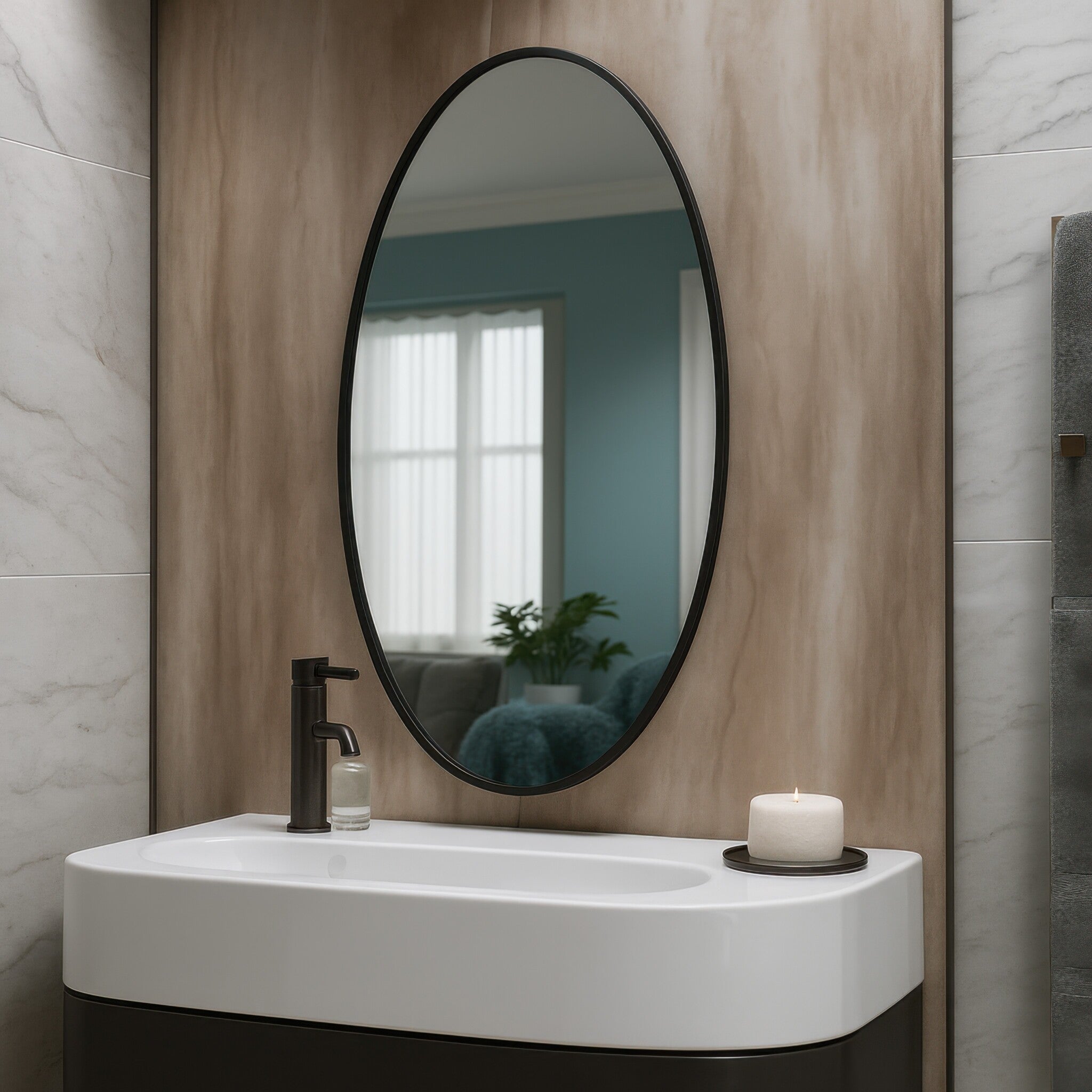 Tablet 22 x 30 Oval Mirror - Bronze