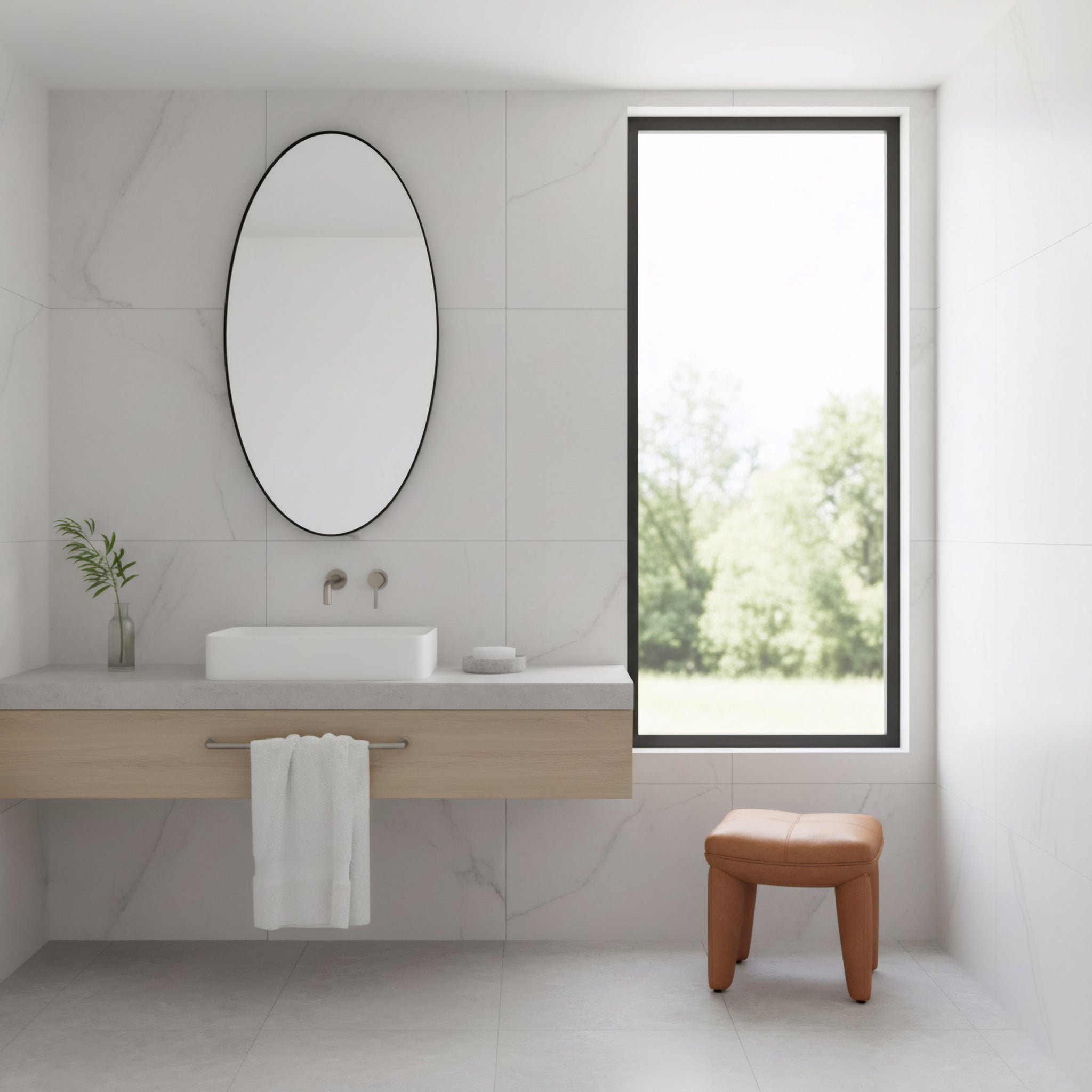 Tablet 24 x 40 Oval Mirror - Black
