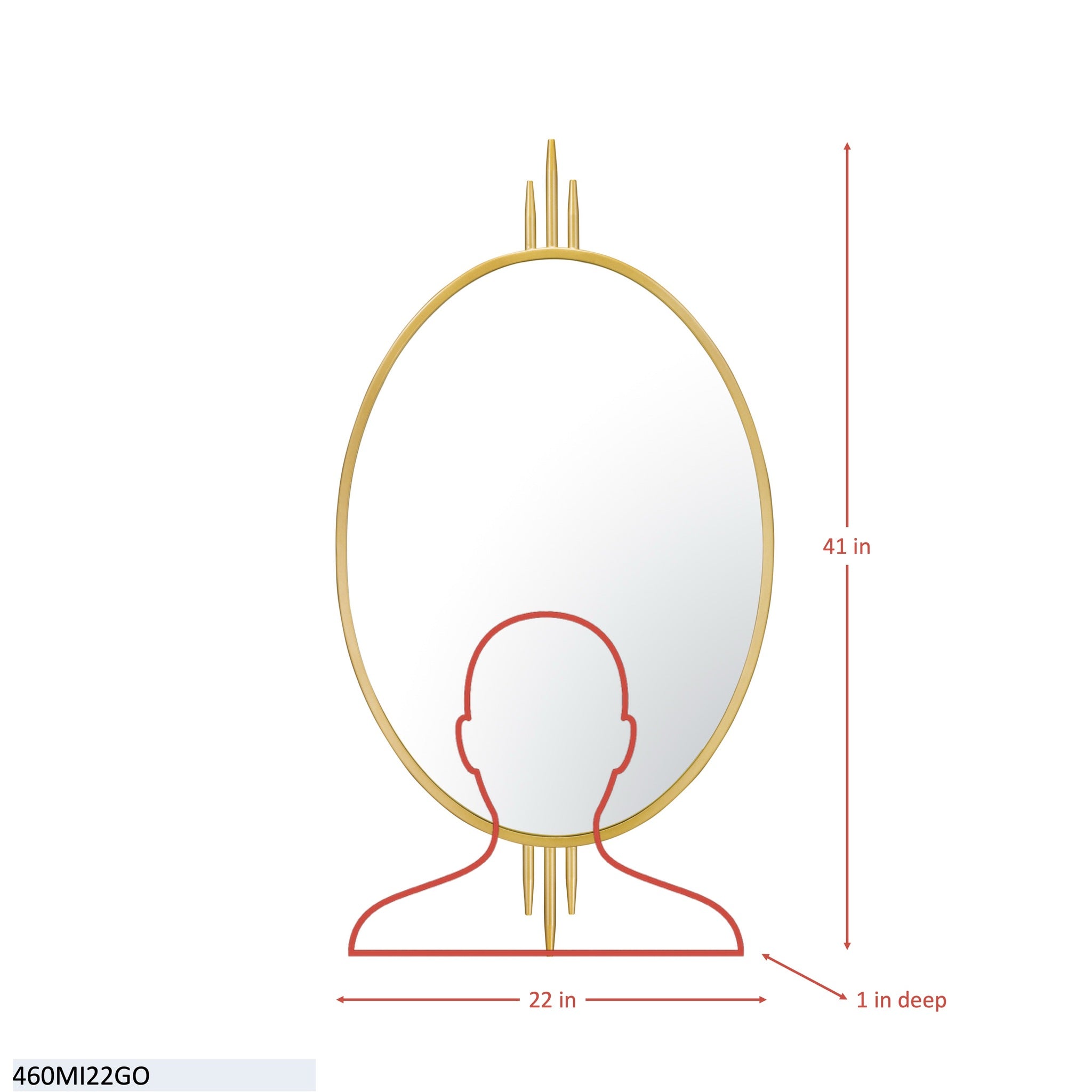 Propaganda 22x41 Oval Wall Mirror - Gold
