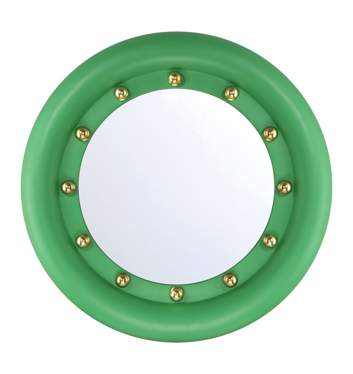Manor Born 36 inch Round Mirror in Pistachio Green with Gold Leaf accents