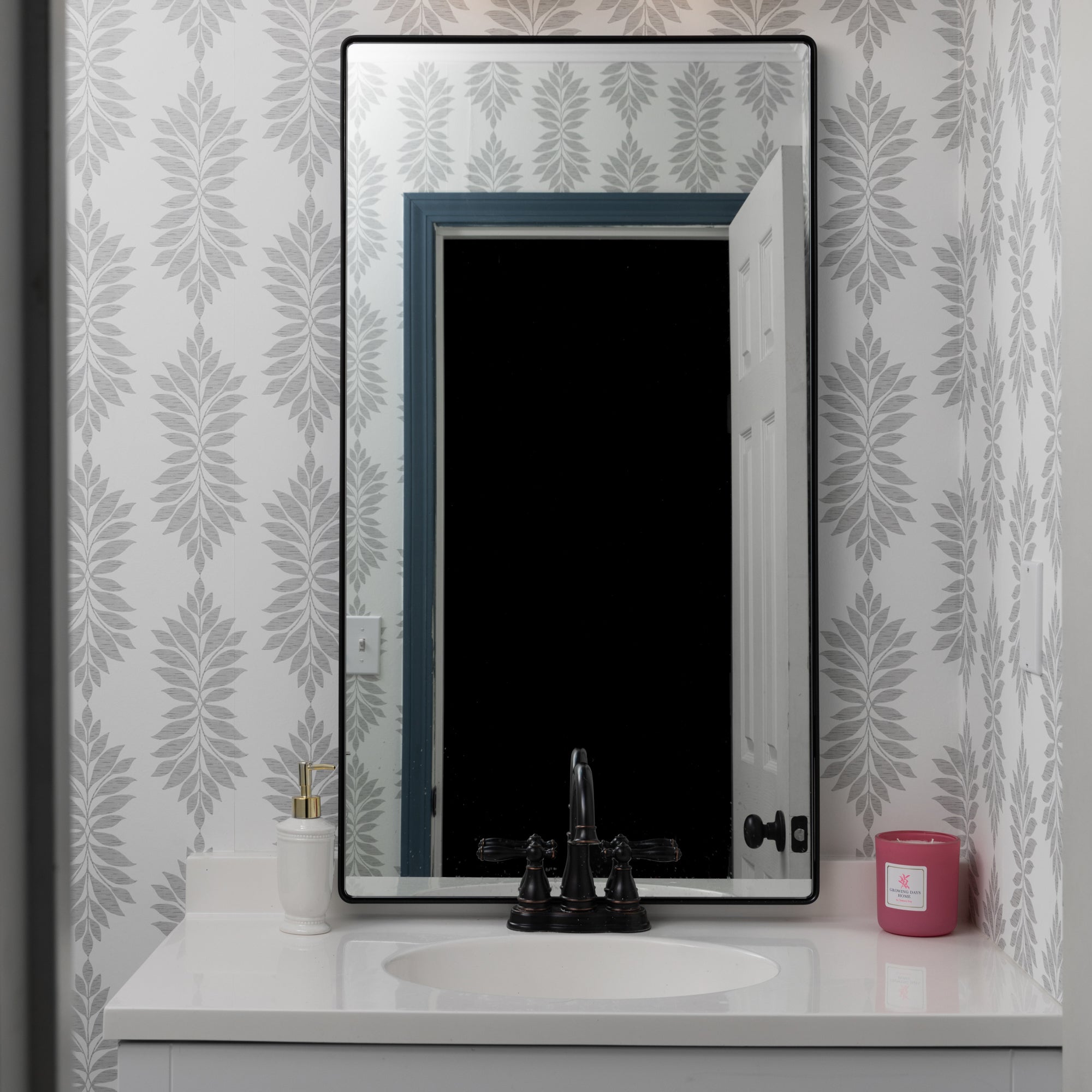 Kye 22x40 Rounded Rectangular Wall Mirror - Black