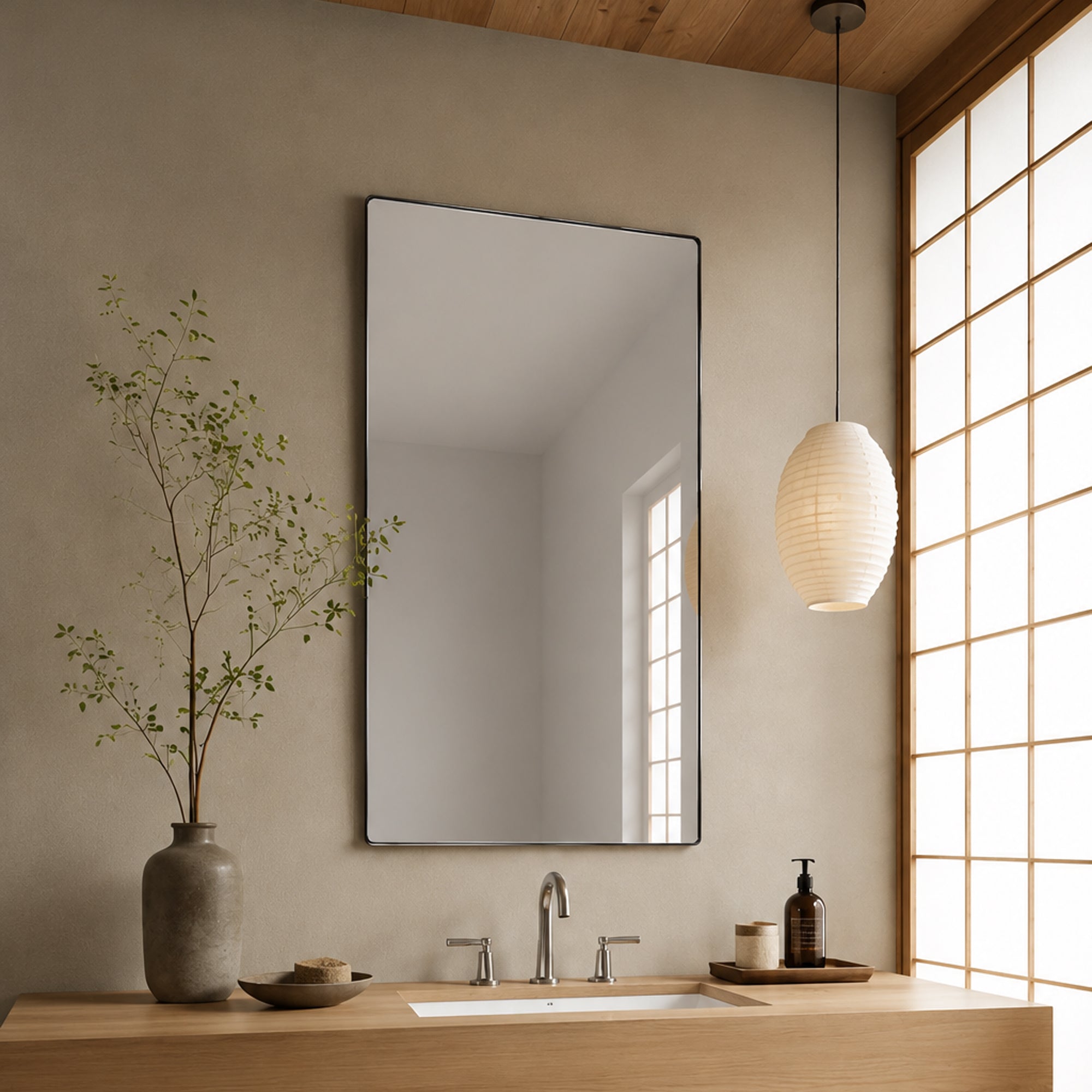 Kye 22x40 Rounded Rectangular Wall Mirror - Polished Nickel