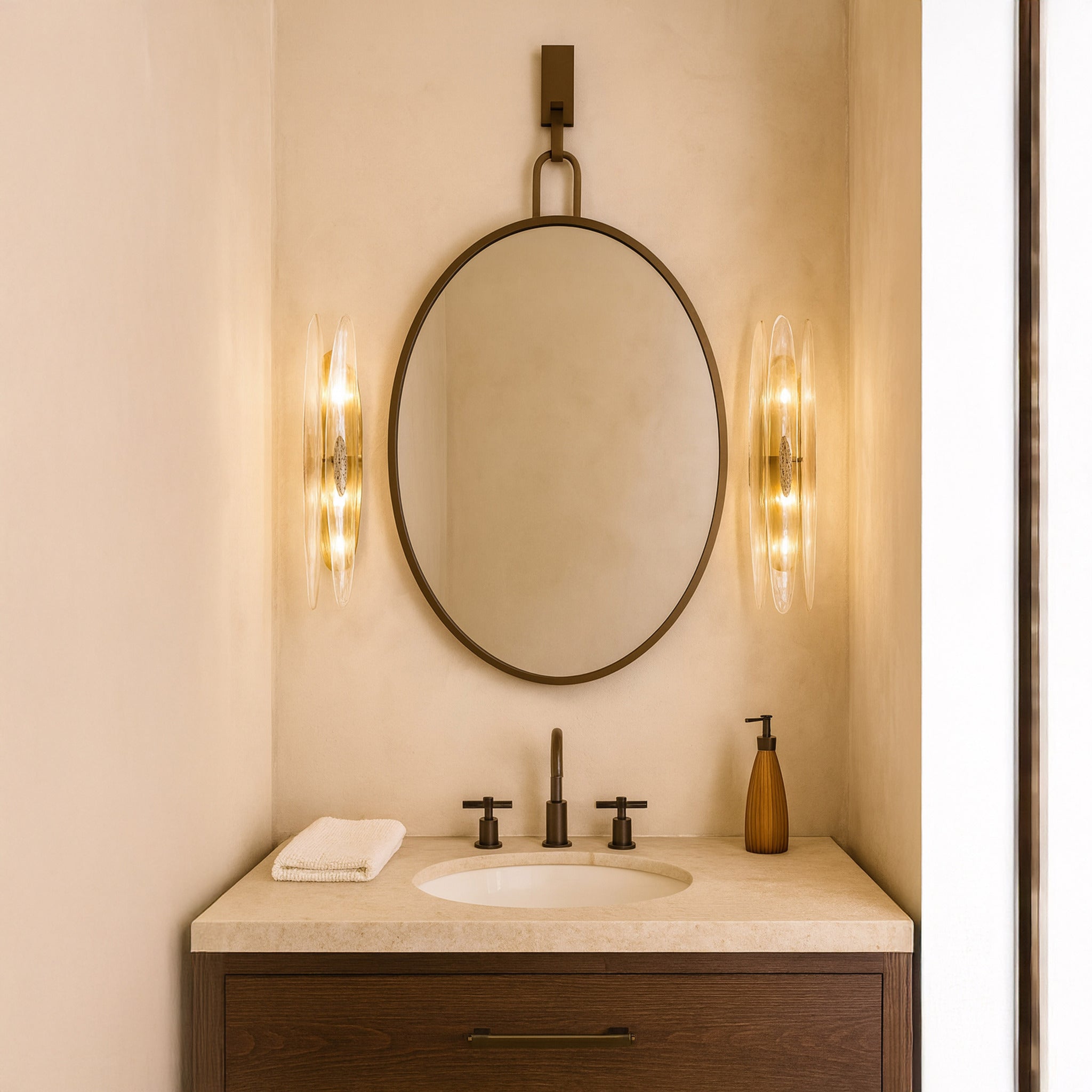 Stopwatch 22x30 Oval Powder Room Mirror - Bronze