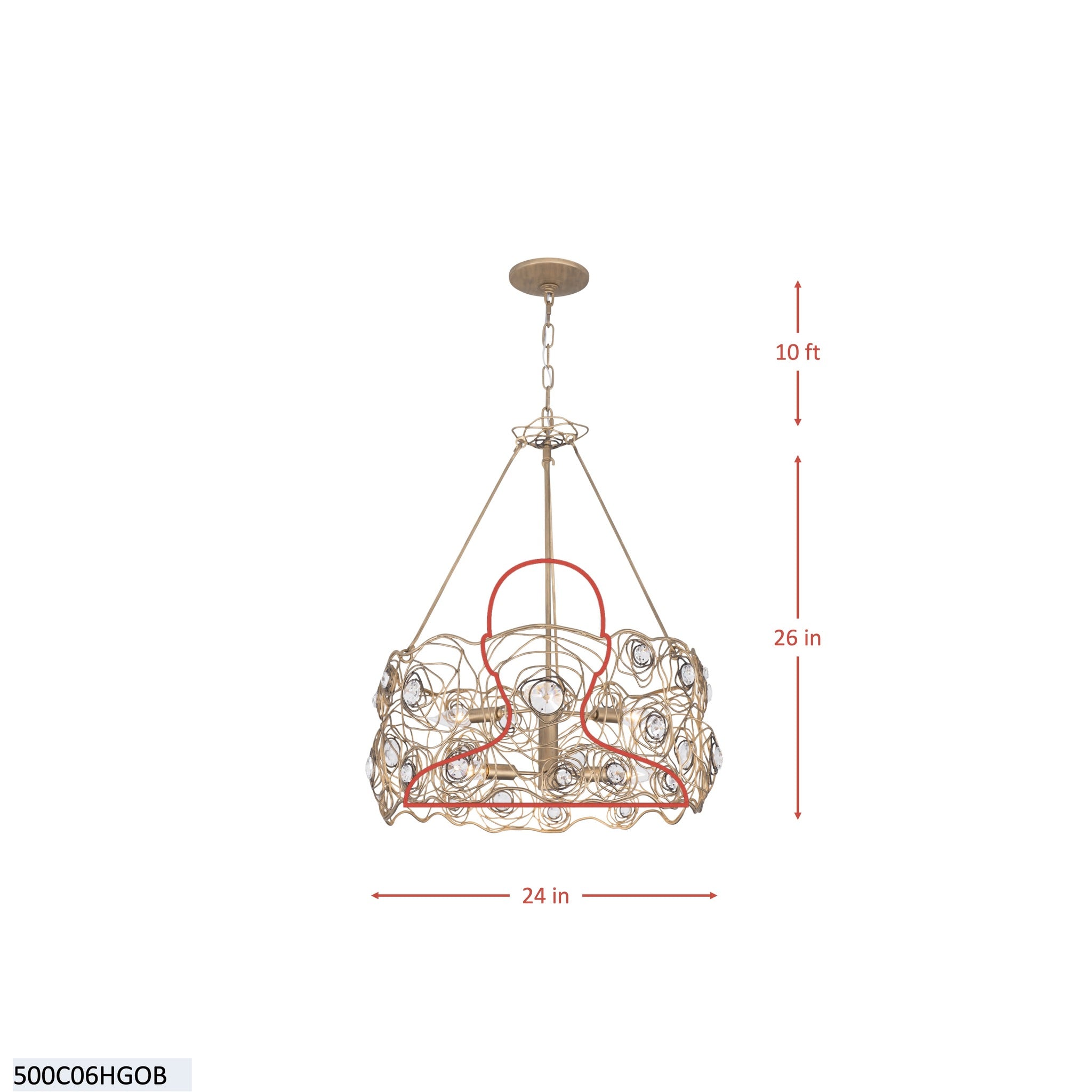 Ethereal Rose 6 Light Chandelier - Havana Gold Ombre