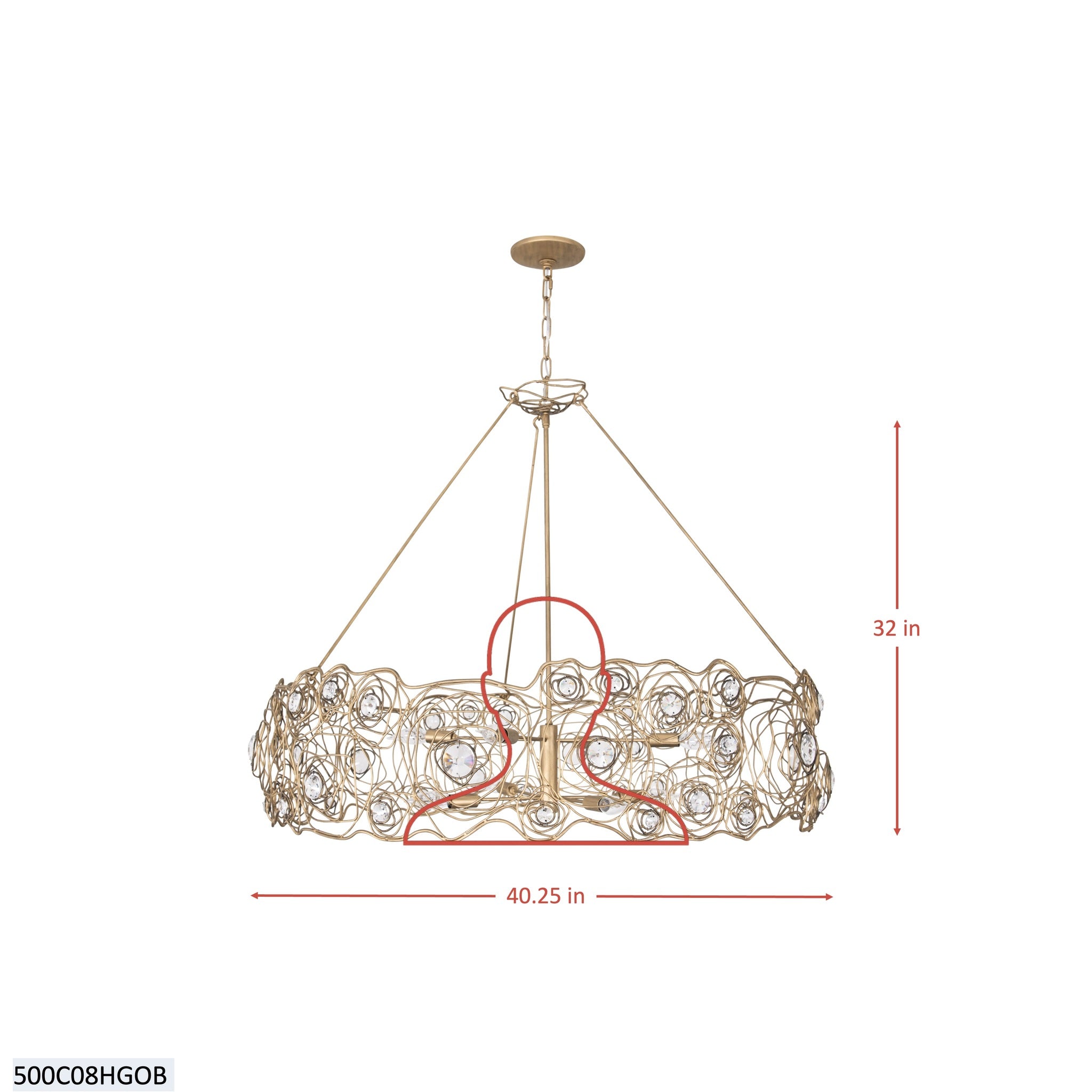 Ethereal Rose 8 Light Chandelier - Havana Gold Ombre