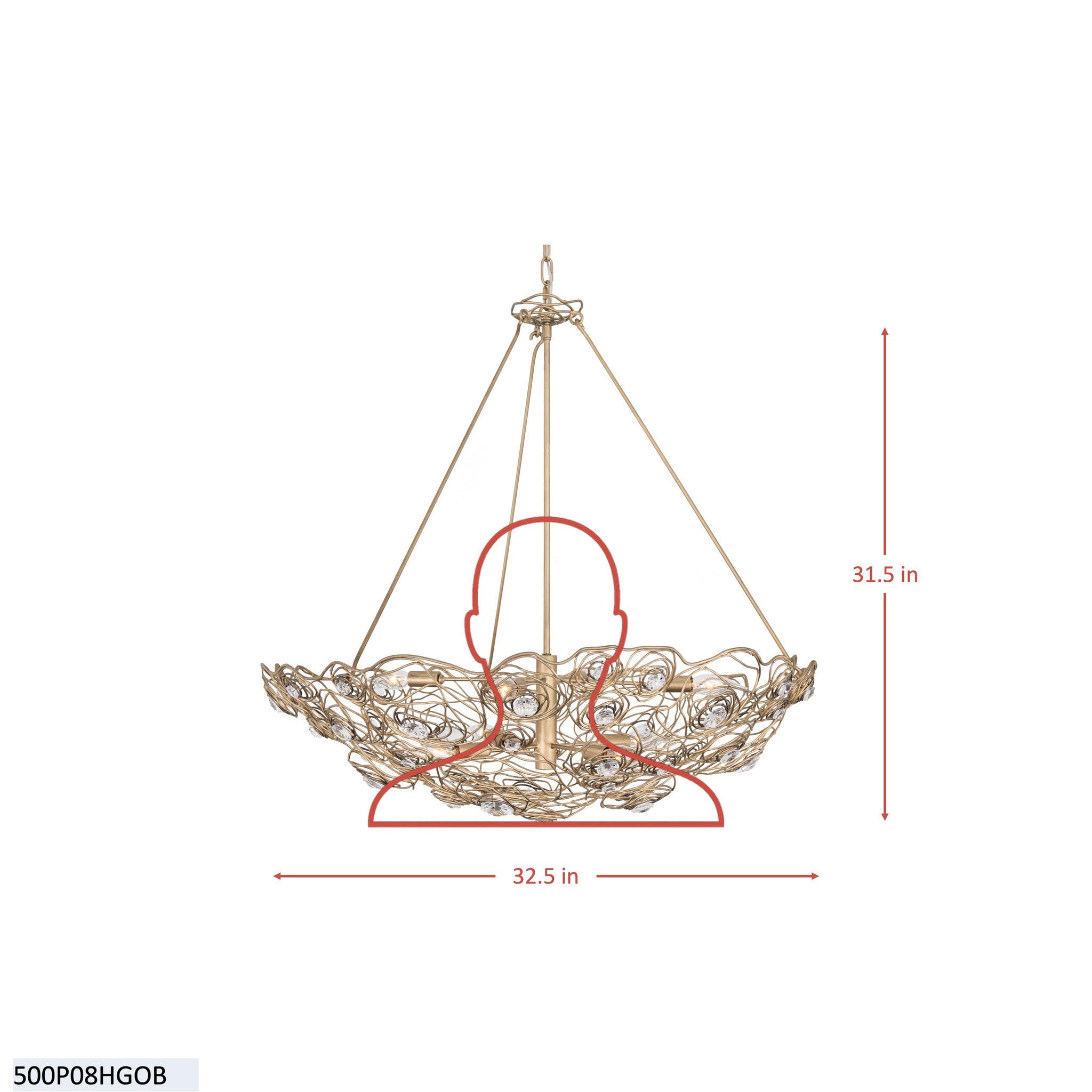 Ethereal Rose 8 Light Inverted Pendant - Havana Gold Ombre