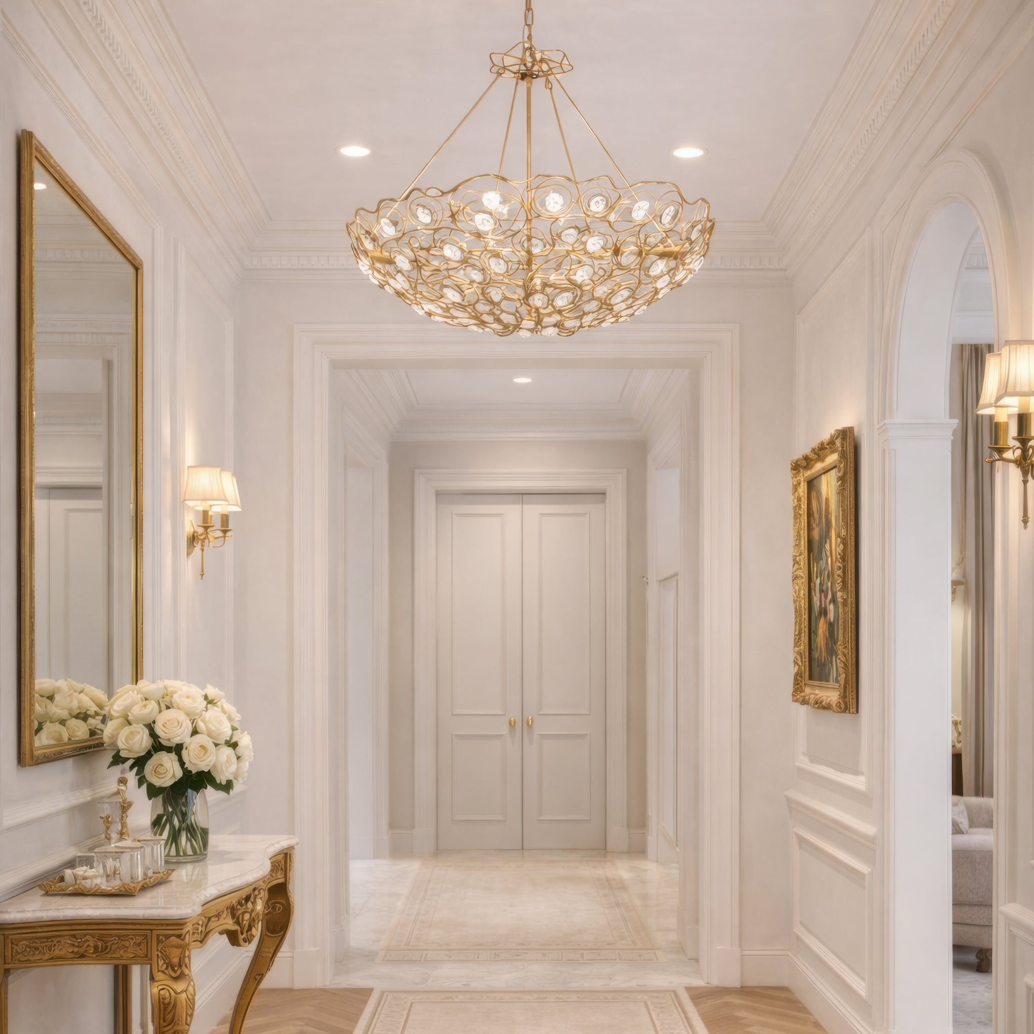 Ethereal Rose 10-Light Inverted Pendant - Havana Gold Ombre