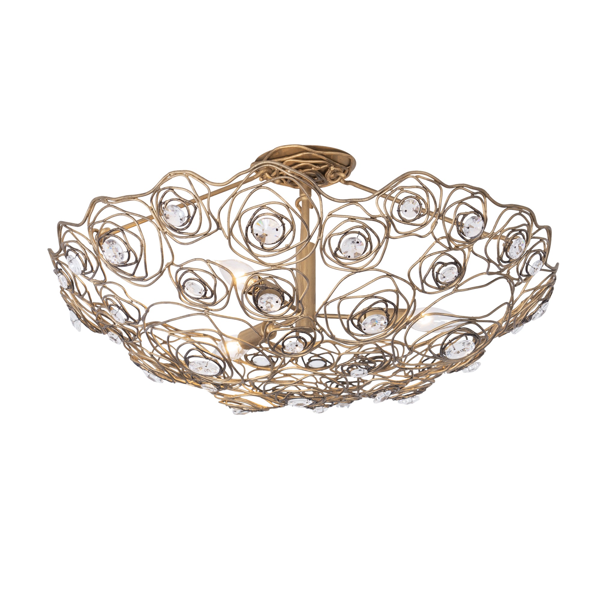 Ethereal Rose 3-Light Inverted Semi-Flush - Havana Gold Ombre
