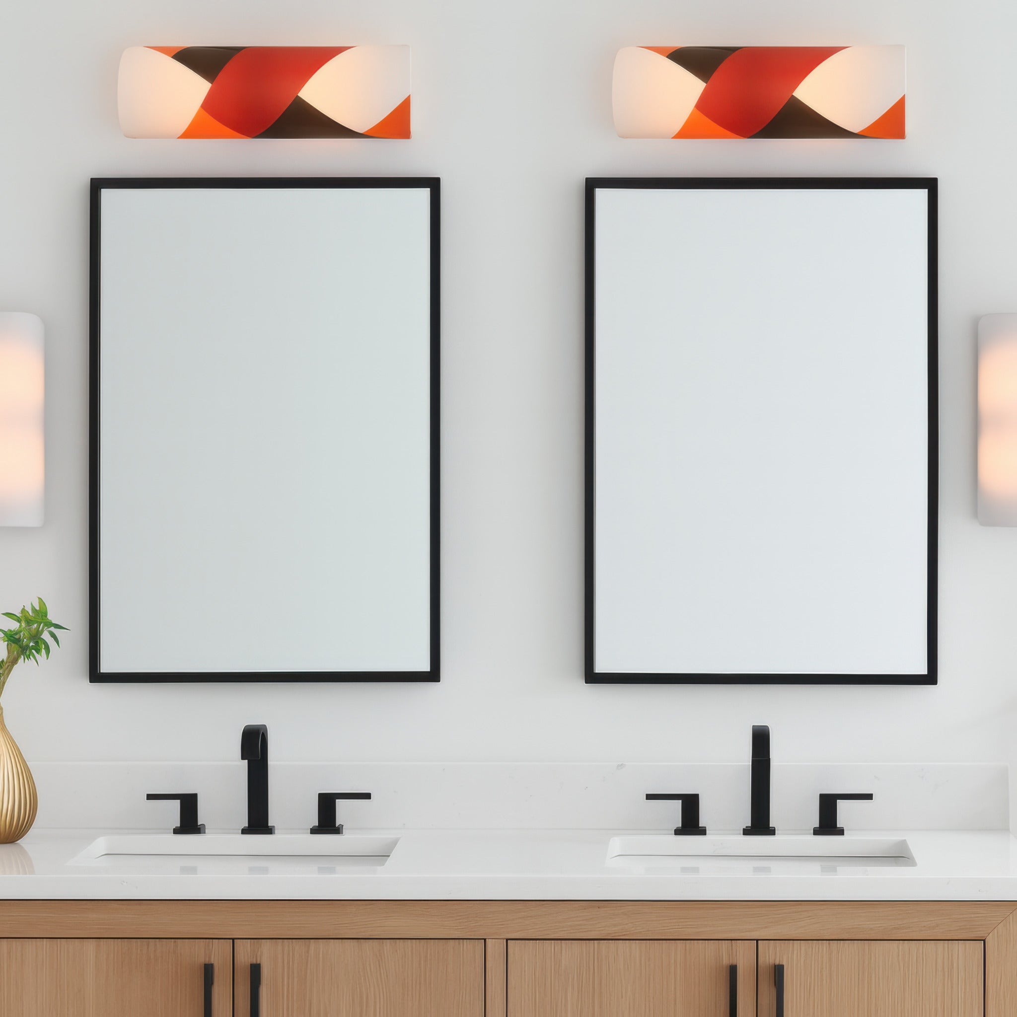 Patchwork 2 Light ADA Bath - Black/Satin Brass/Patchwork