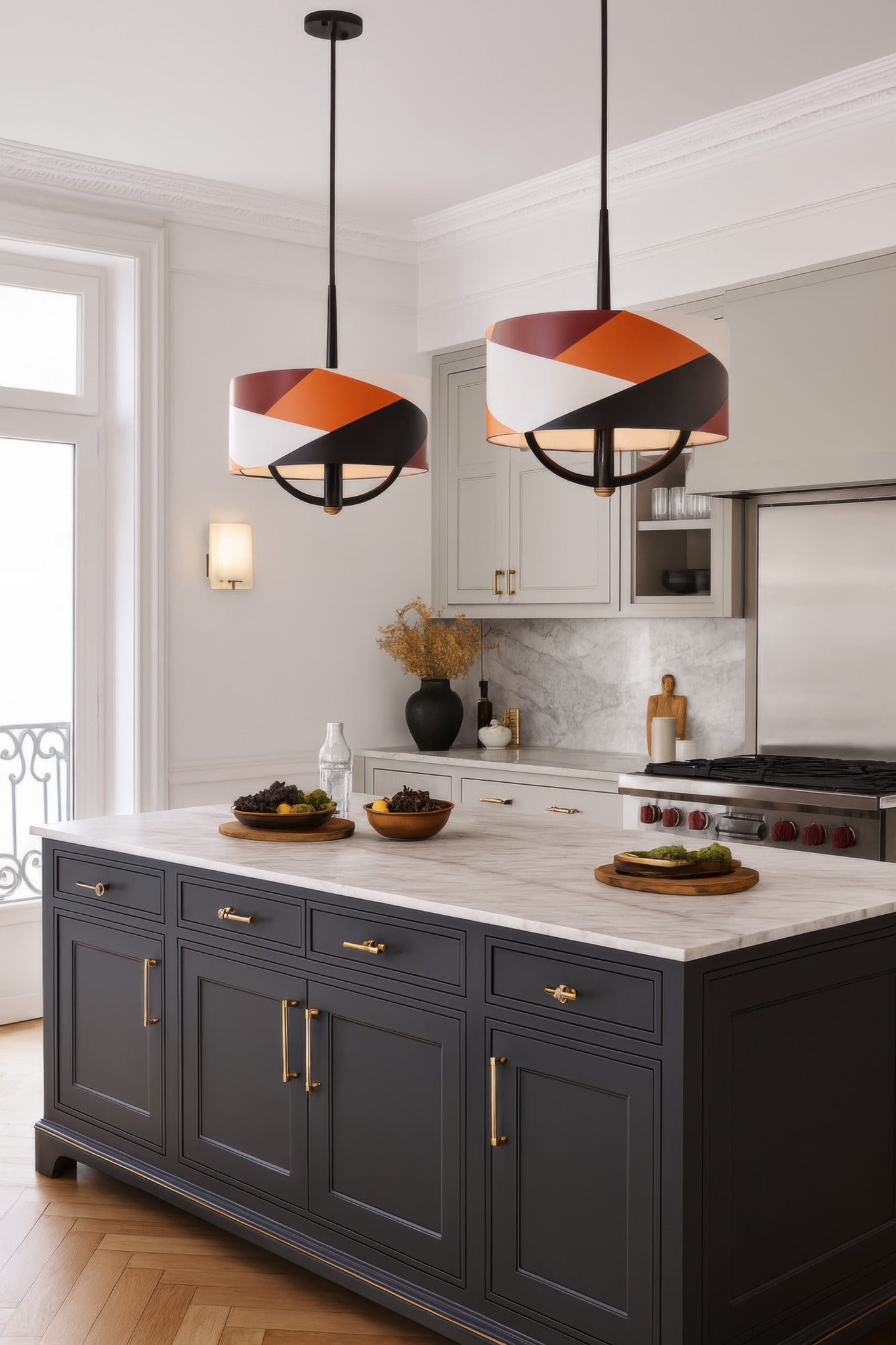 Patchwork 3 Light Pendant - Black/Satin Brass/Patchwork