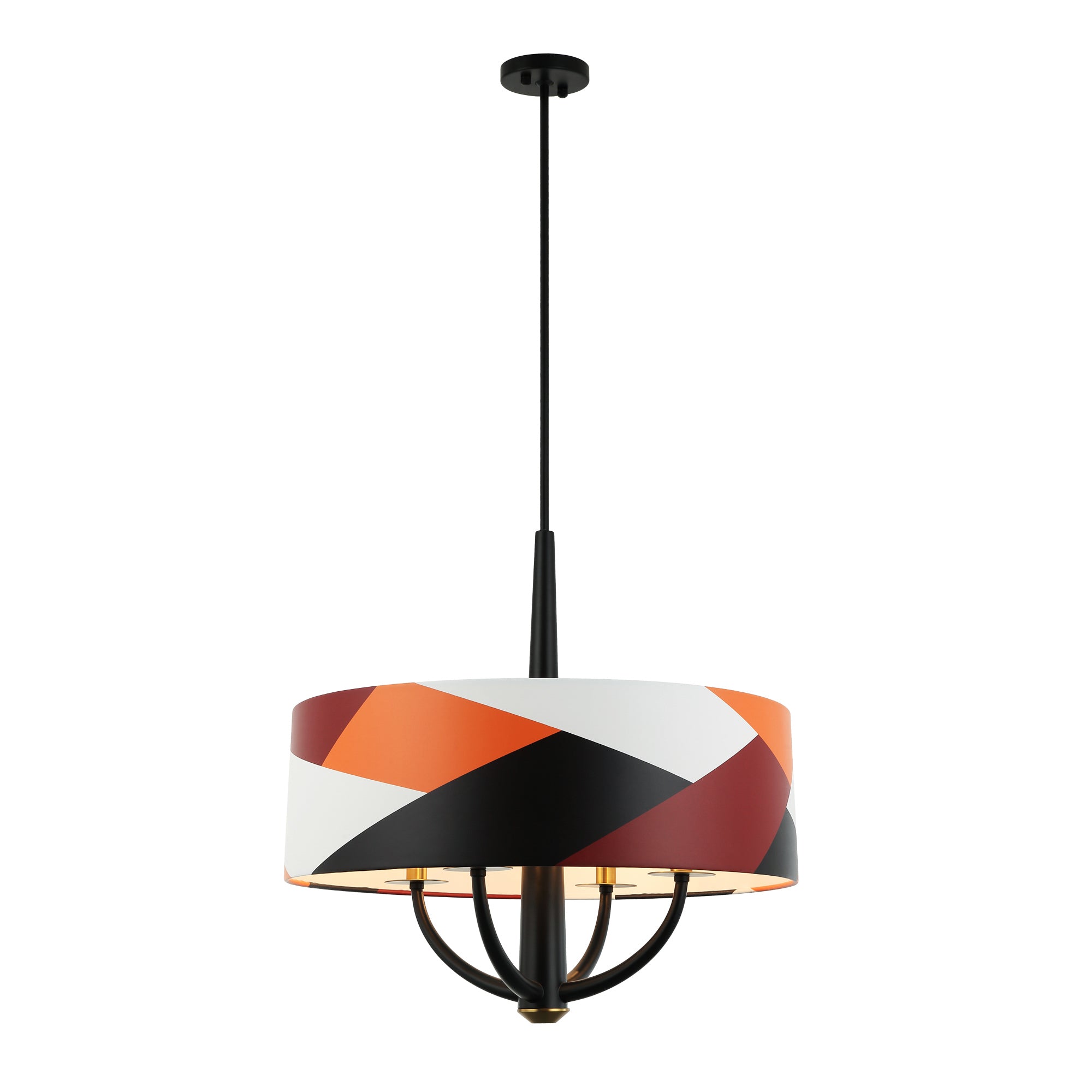 Patchwork 4 Light Pendant - Black/Satin Brass/Patchwork