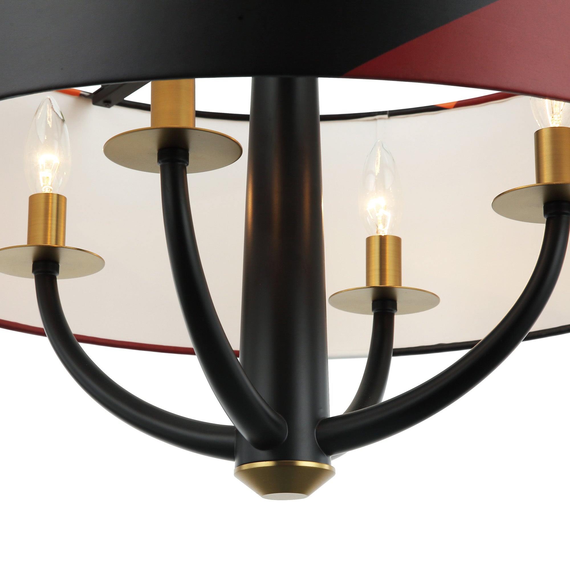 Patchwork 4 Light Pendant - Black/Satin Brass/Patchwork