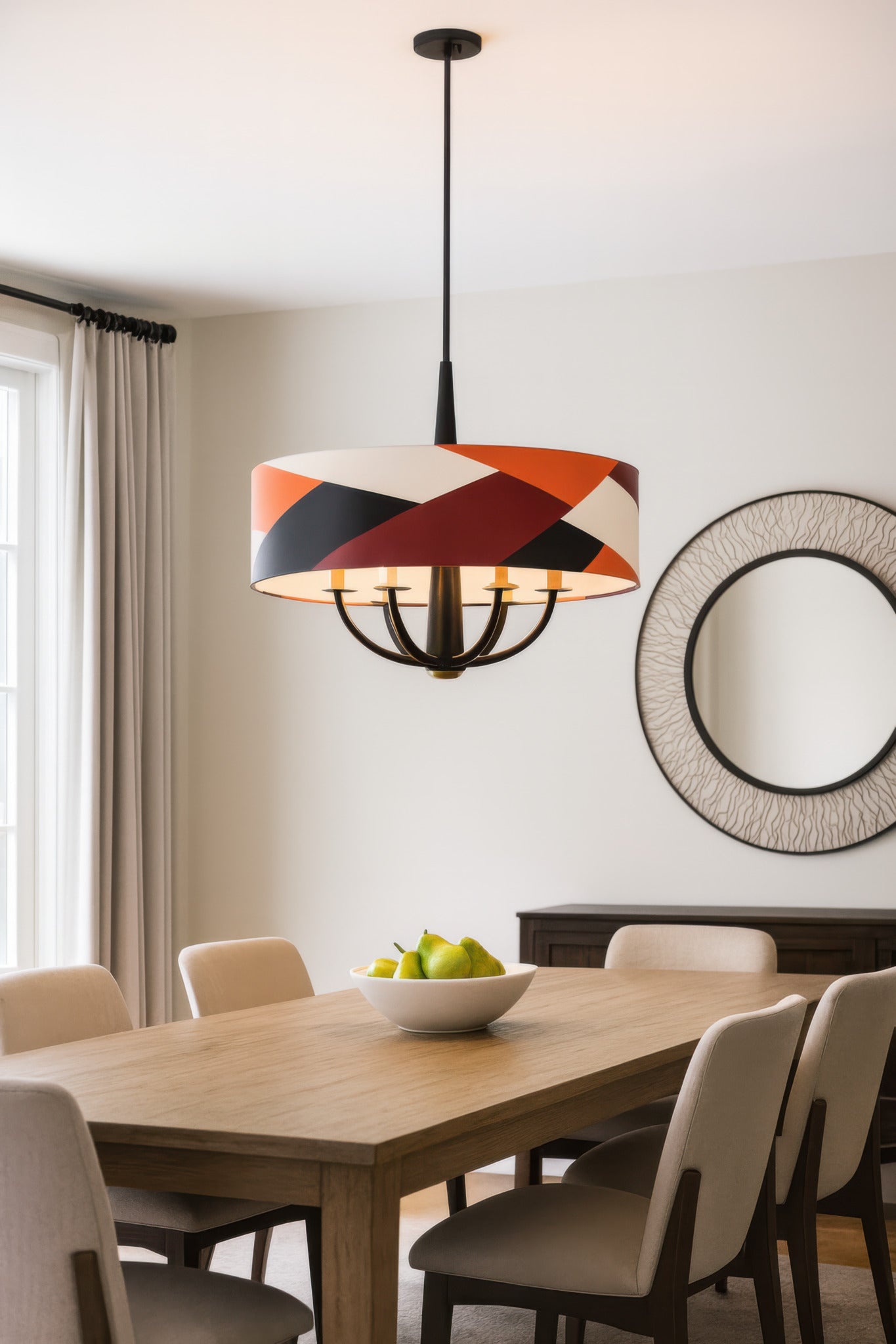 Patchwork 4 Light Pendant - Black/Satin Brass/Patchwork
