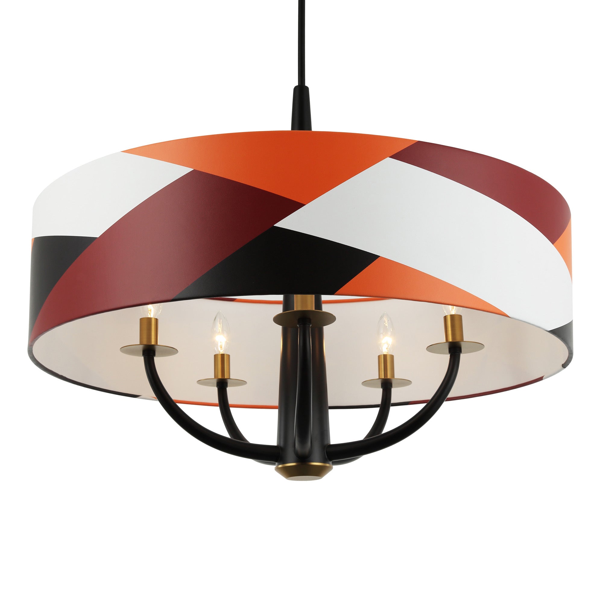 Patchwork 5 Light Pendant - Black/Satin Brass/Patchwork