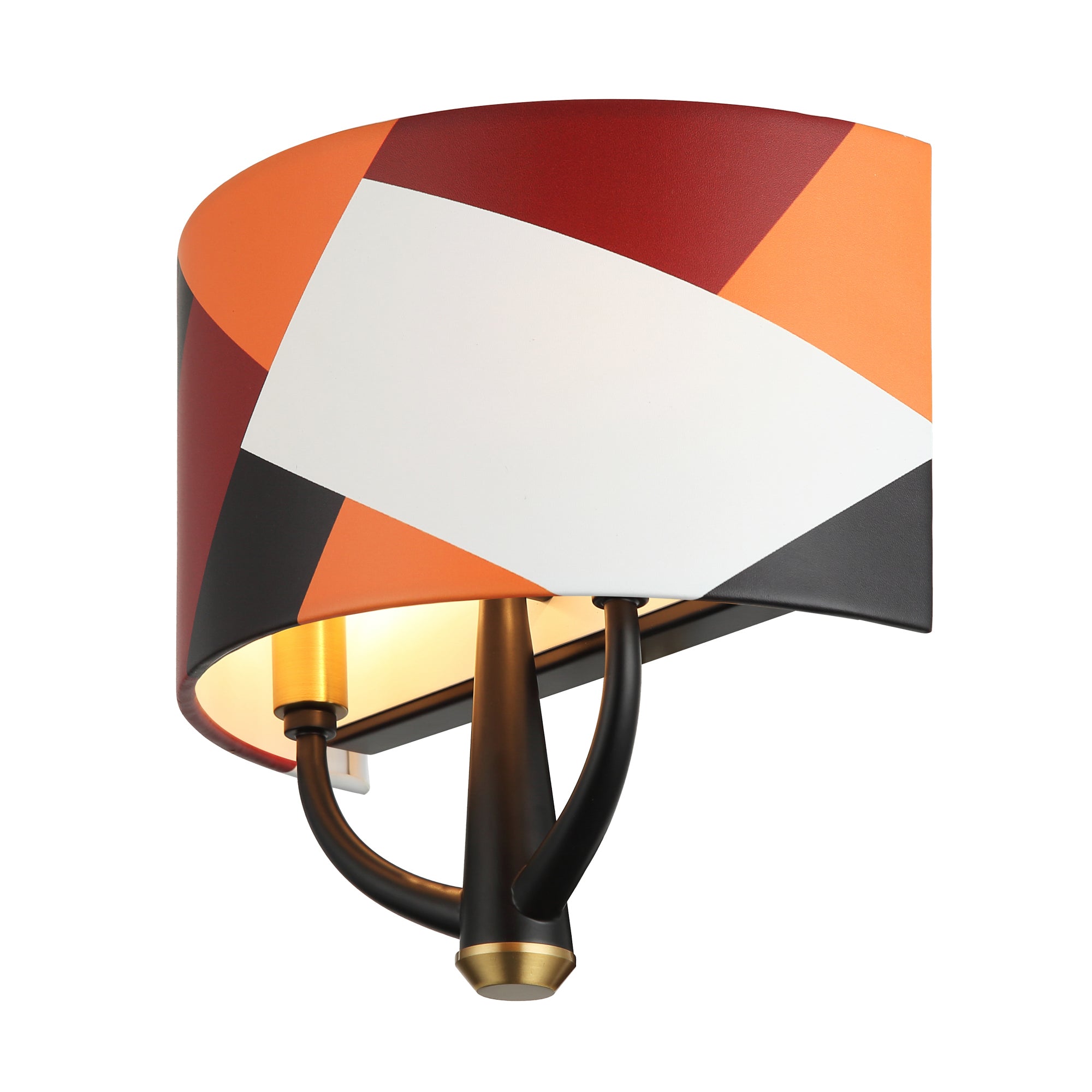 Patchwork 2 Light Sconce - Black/Satin Brass/Patchwork